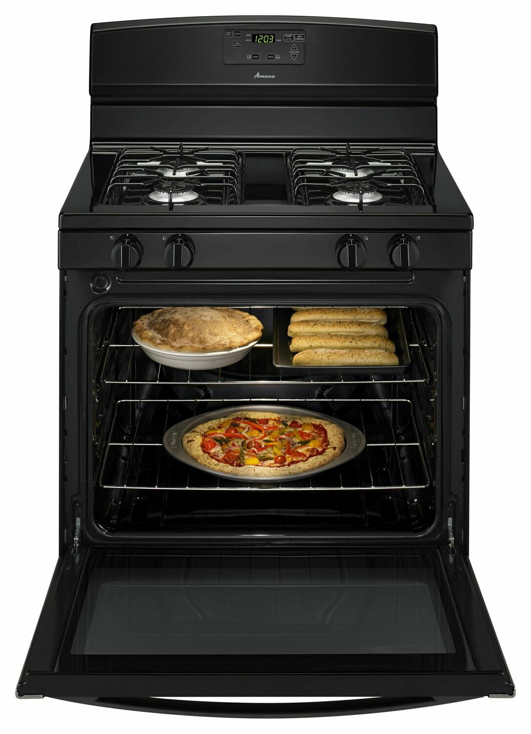 Amana AGR5330BAB 30 Inch Black Gas Range with Easy-Touch Electronic Controls - Perfect for Home Kitchens & Professional Cooking