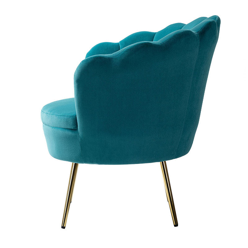 Evelia Velvet Scalloped Barrel Chair - Luxurious Velvet Accent Chair with Curved Back for Living Room, Bedroom & Office - Perfect for Reading Nook, Lounge Area or Home Decor