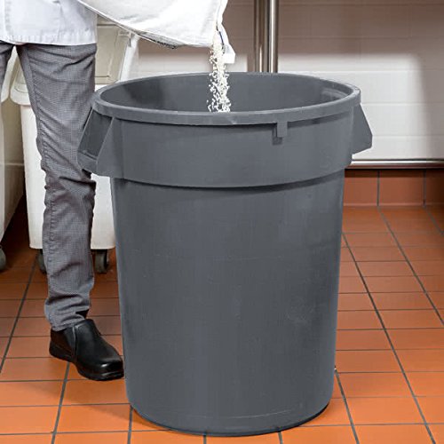 32 Gallon Heavy Duty Trash Can - Gray/Black Commercial Garbage Bin with Lid | Durable & Odor-Resistant for Kitchen, Office, Restaurant & Outdoor Use