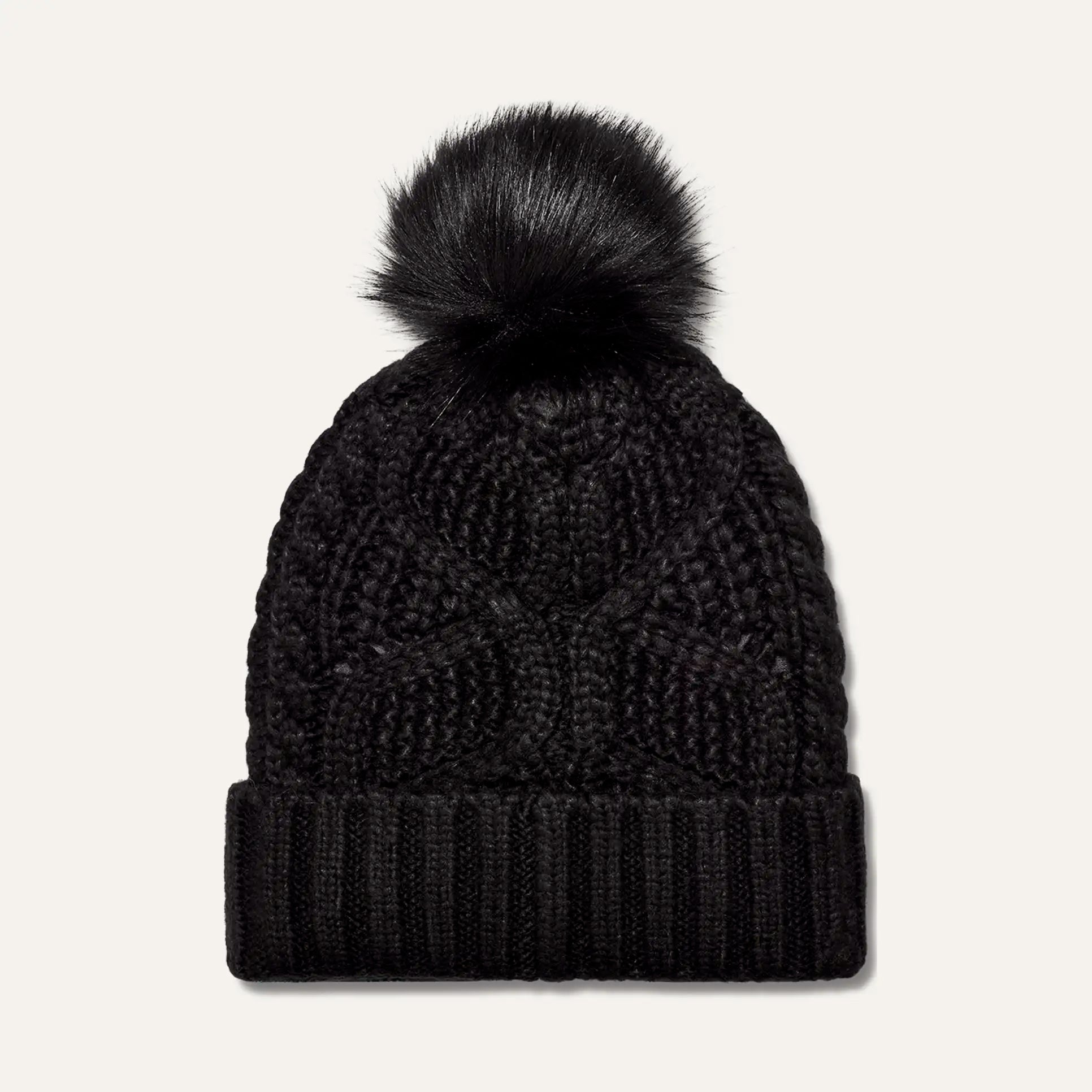 UGG Women's Cable Knit Beanie with Faux Fur Pom - Winter Warm Hat for Cold Weather & Outdoor Activities