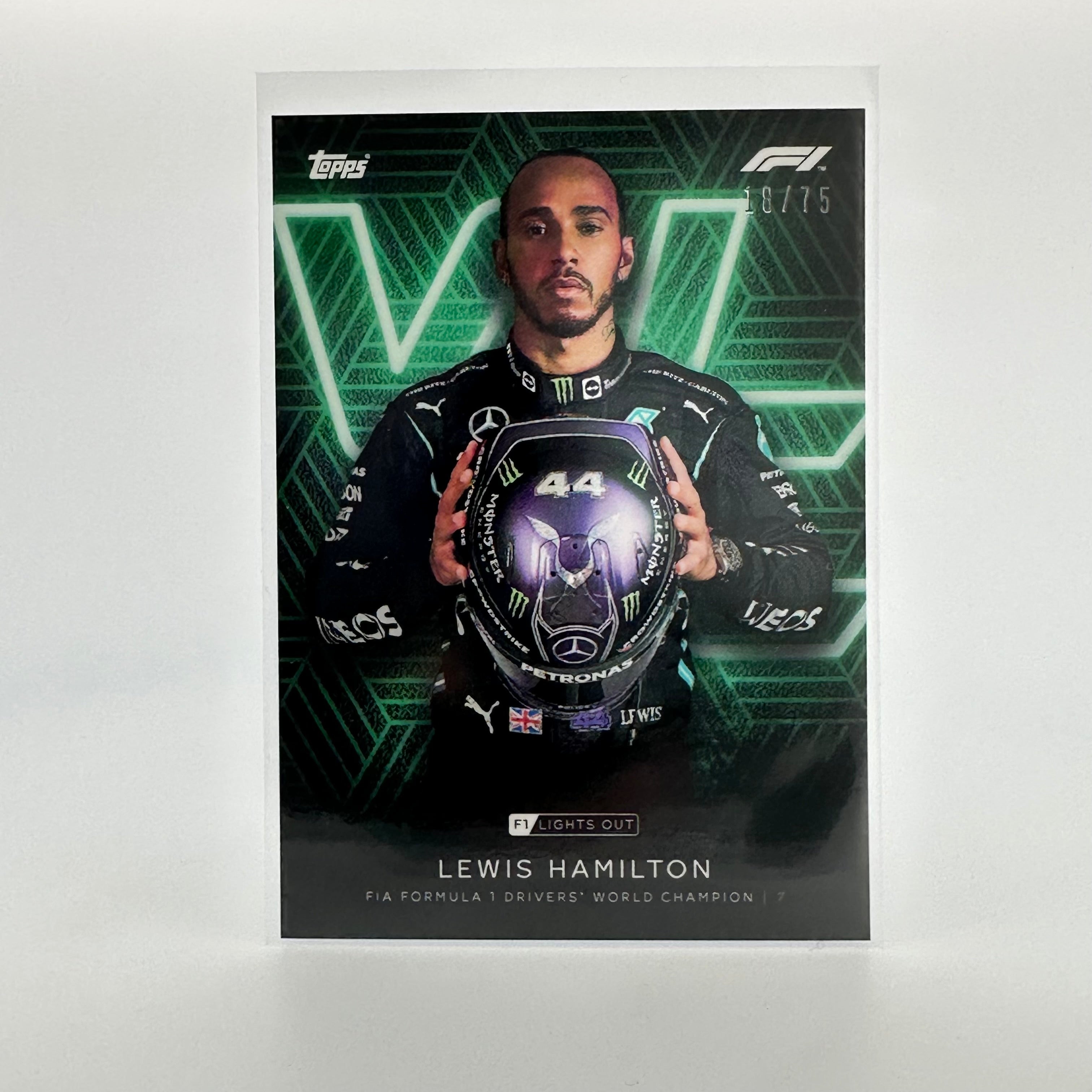 Lewis Hamilton 18/75 Green Parallel F1 World Champion Driver Trading Card - Perfect for Collectors, Fans, and Sports Memorabilia Enthusiasts