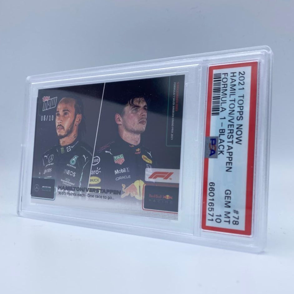 PSA 10 Graded 2006/10 Lewis Hamilton & Max Verstappen #78 Trading Card - 369.5 Points Each - Black Parallel - Perfect for F1 Collectors & Racing Memorabilia Displays