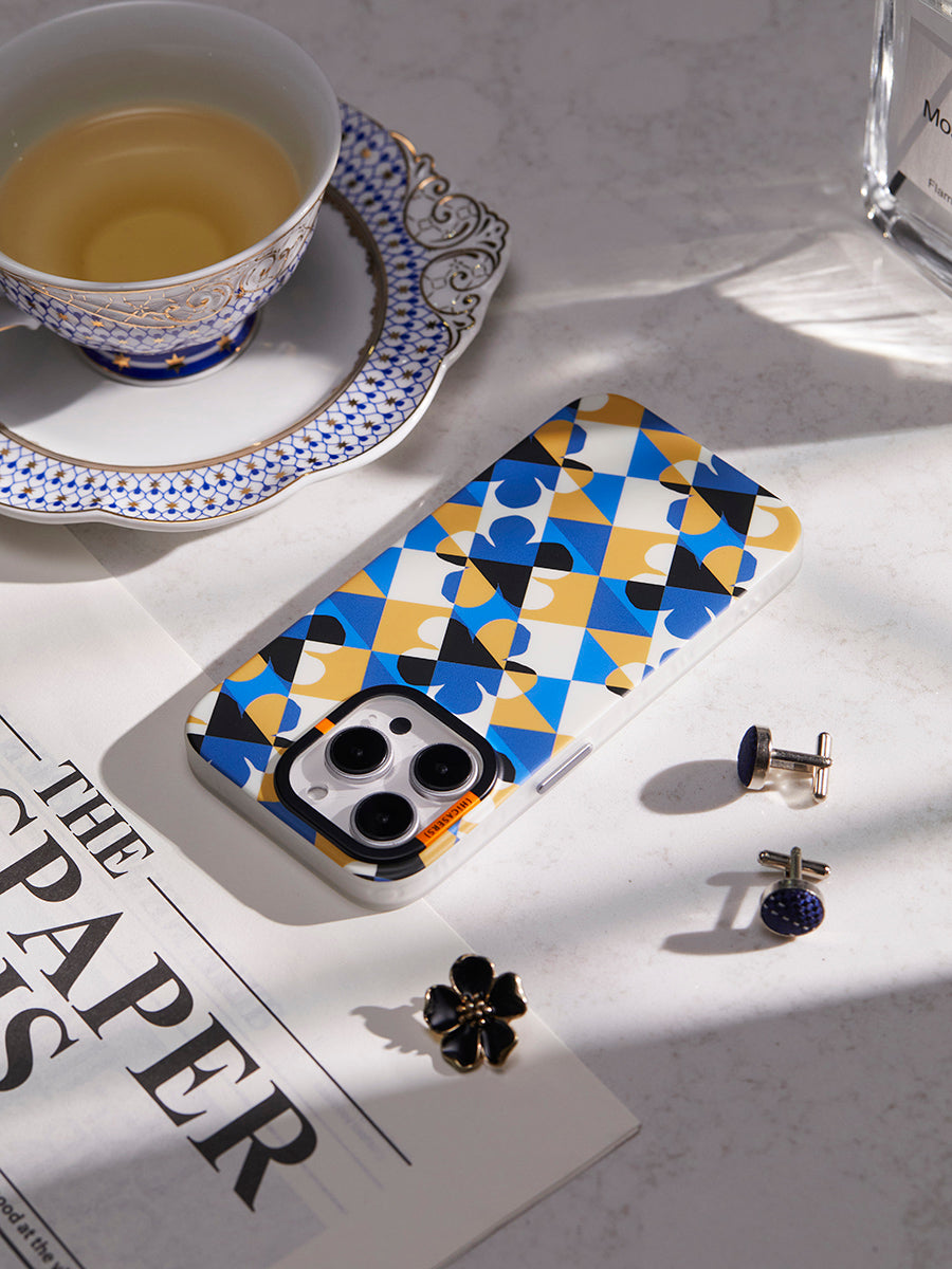 Checkered Blossom Phone Case - Deep Cobalt Blue Protective Cover for iPhone & Samsung | Trendy Floral Design for Everyday Use & Fashion Accessories