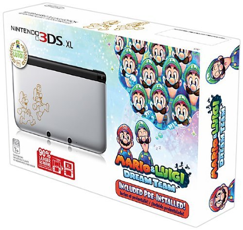 Refurbished Nintendo 3DS XL Mario & Luigi Dream Team Limited Edition Silver - Portable Gaming Console for Kids & Adults | Perfect for Travel, Commuting & Retro Gaming