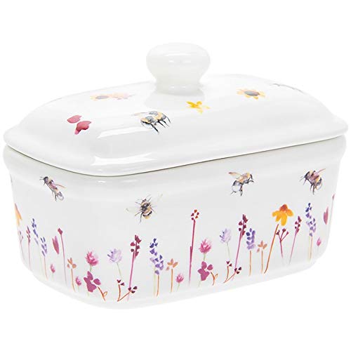 Honey Bee Butter Dish with Lid - Ceramic Butter Keeper for Kitchen, Bee-Themed Home Decor, Perfect for Dining Table & Gift Giving