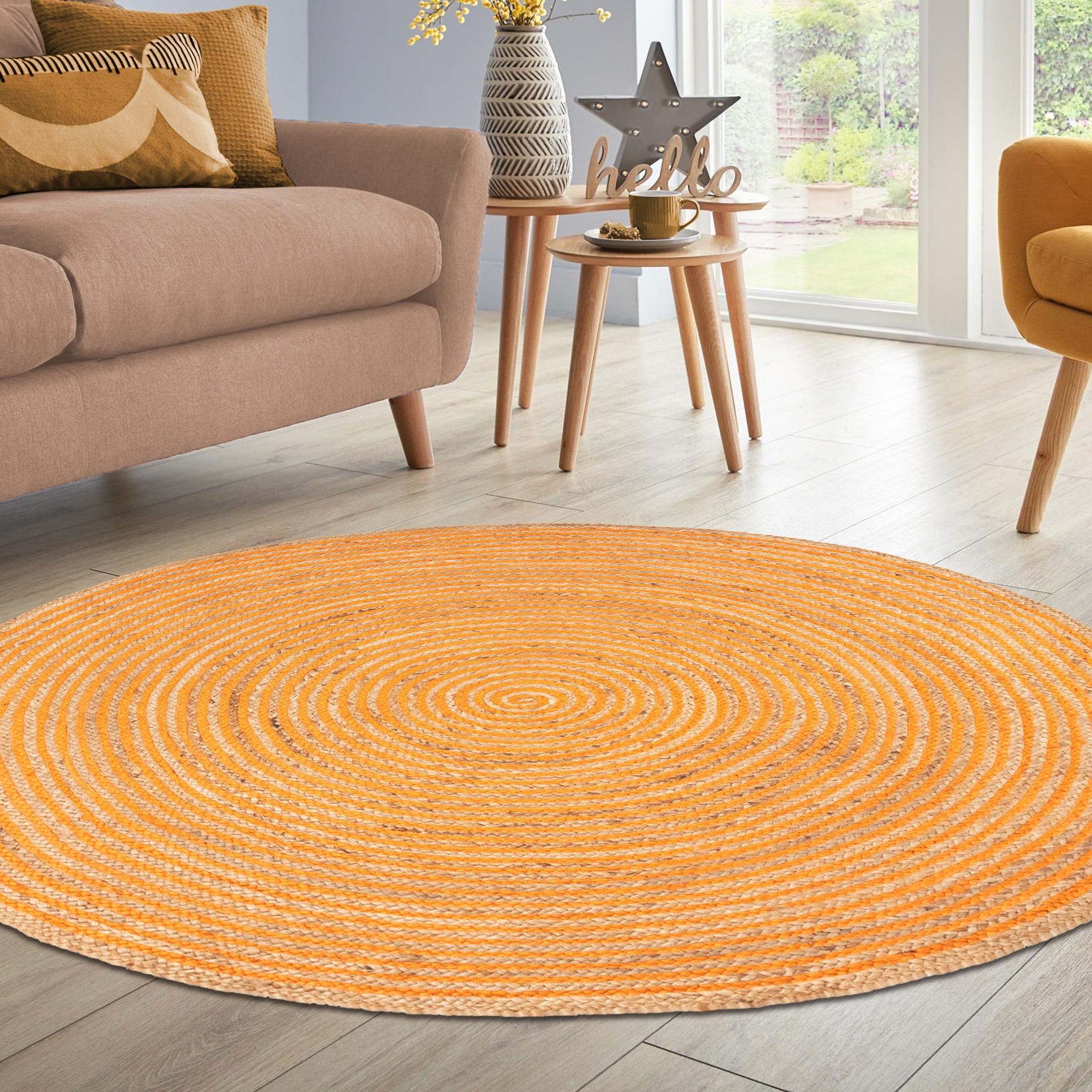 Braided Jute Reversible Handwoven Rug - Natural Fiber Indoor/Outdoor Area Rug for Living Room, Bedroom, Patio & Deck - Eco-Friendly Home Decor