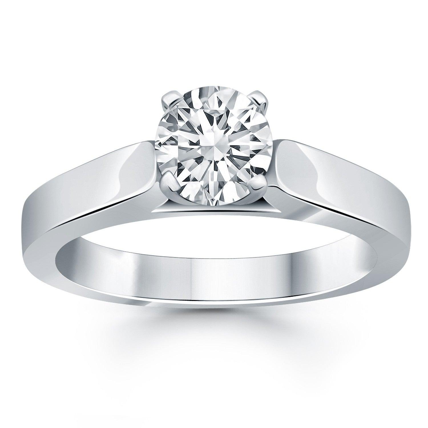 14K White Gold Wide Cathedral Solitaire Engagement Ring for Women - Elegant Wedding Band, Proposal Jewelry Gift for Her - Perfect for Anniversaries, Valentine's Day & Special Occasions