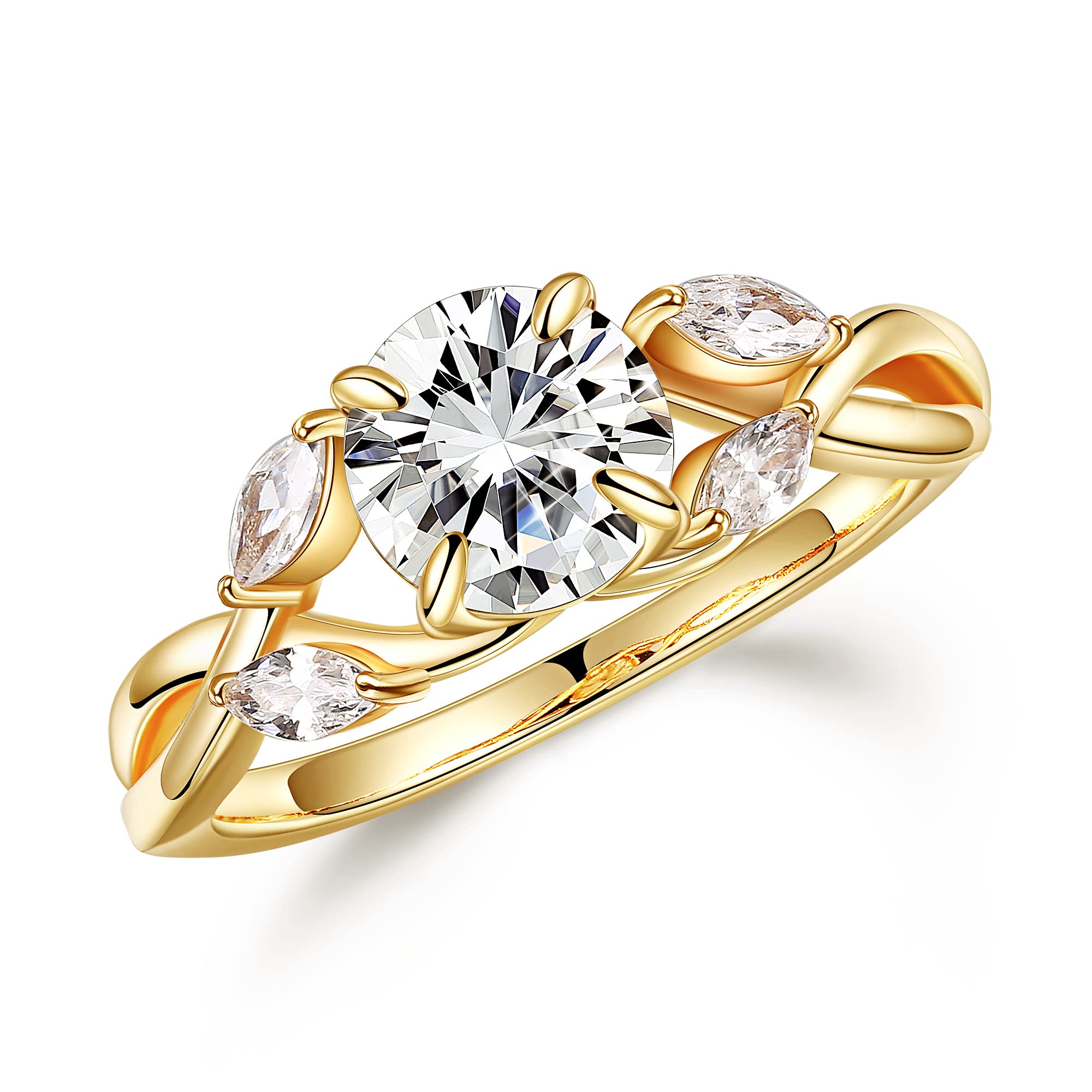 MOOSEA 1.2ct D Color VVS1 Clarity Lab-Created Moissanite Engagement Ring for Women - 925 Sterling Silver Twig Design Wedding Band, Anniversary Jewelry Gift for Her - Perfect for Proposals, Bridal Sets & Special Occasions