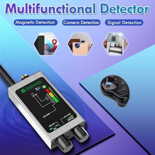 JMDHKK M8000 Hidden Camera Detector - Professional Bug Detector & Magnetic Tracker Finder | Portable Anti-Spy Device for Travel, Hotels, Offices, Vehicles | Privacy Protection for Home Security & Business Use (Silver)