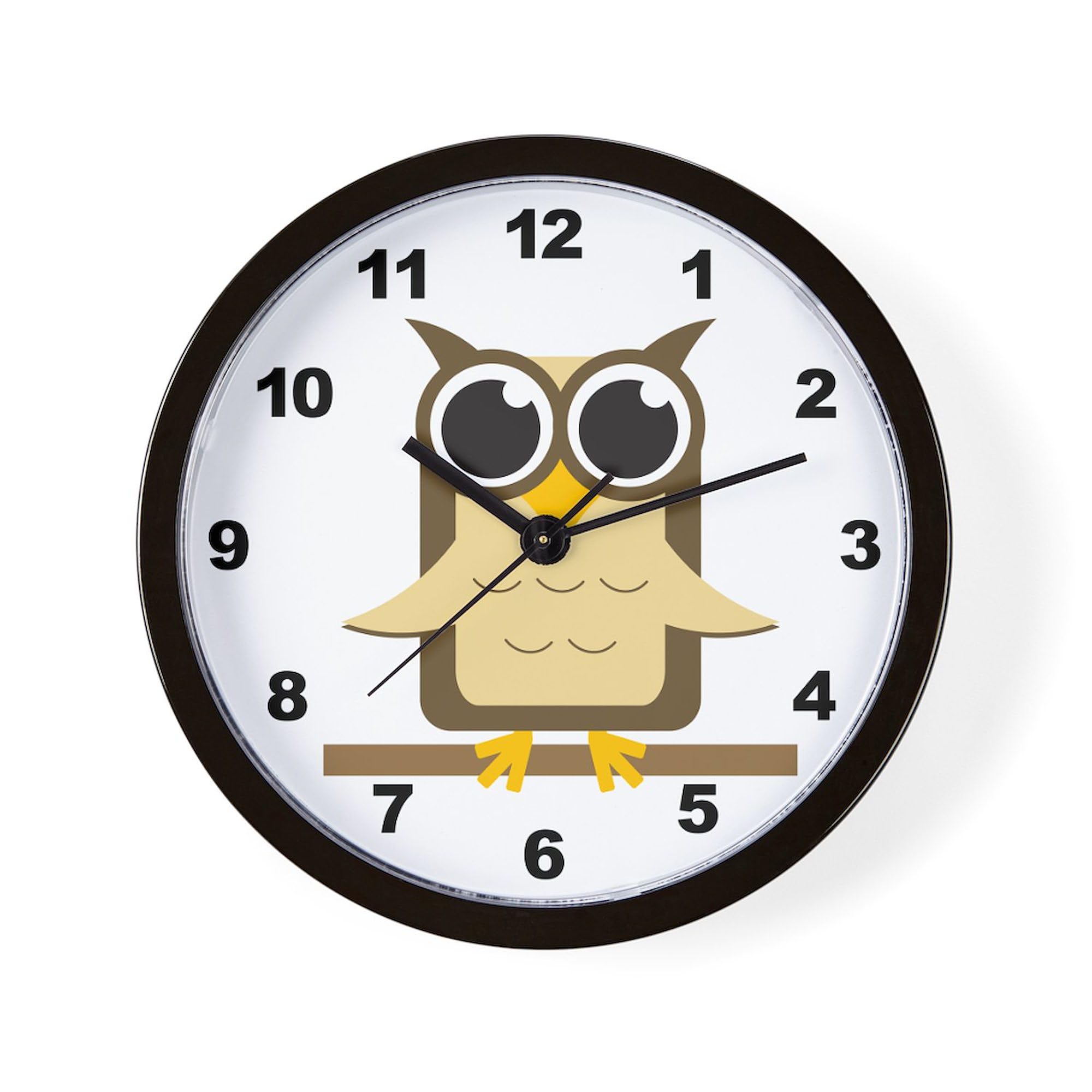 Brown Owl 10 Inch Wall Clock - Decorative Silent Non-Ticking Clock for Living Room, Kitchen, Office & Home Decor | Perfect for Farmhouse, Nursery & Classroom