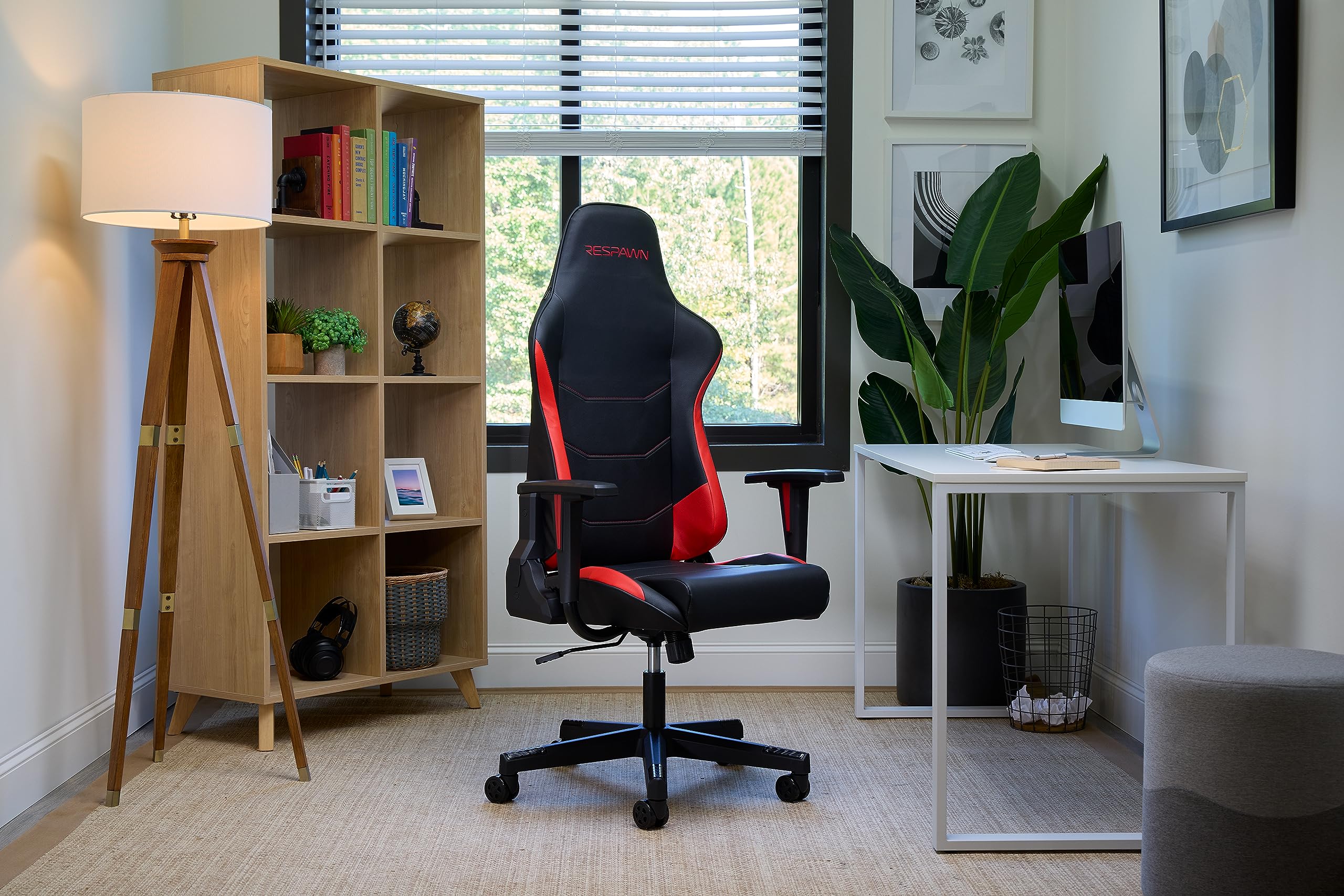 RESPAWN 110 Ergonomic Gaming Chair - Adjustable PC Computer Office Chair with Headrest, 135 Degree Recline & Angle Lock for Adults (Red) - Perfect for Esports, Streaming & Home Office Workspace