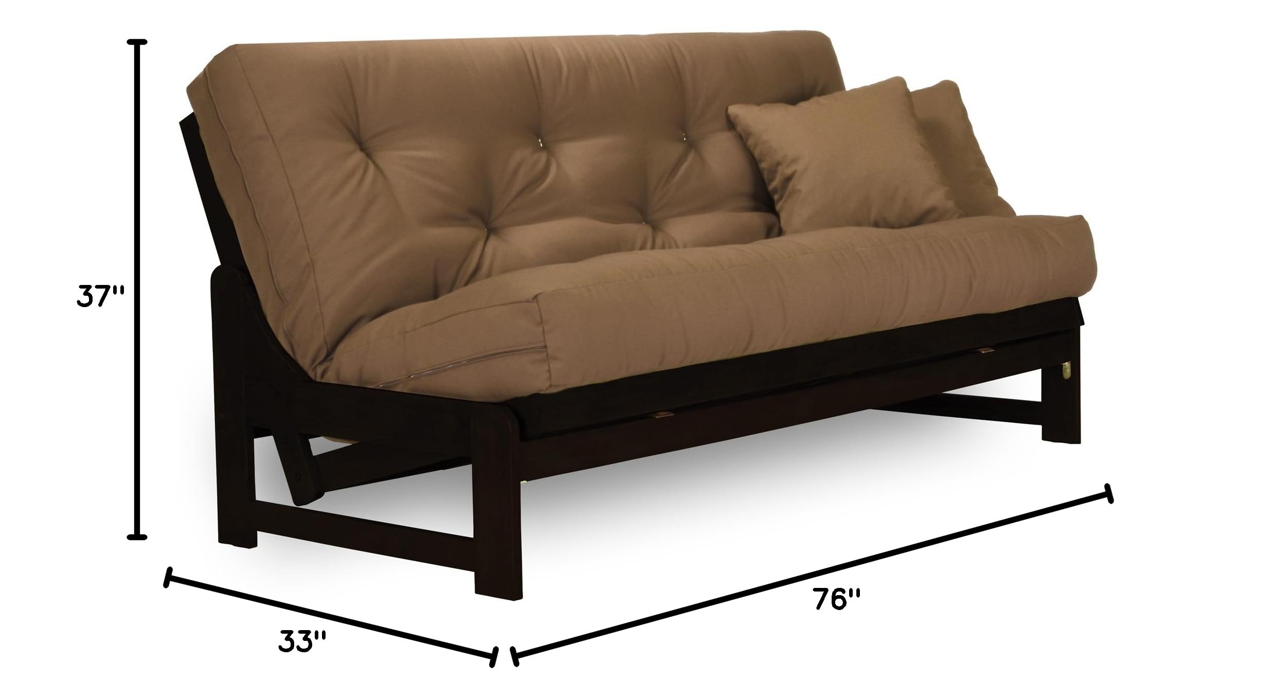 Arden Armless Dark Espresso Wood Futon Frame - Solid Hardwood Sofa Bed for Full/Queen Size | Space Saving Design for Small Rooms & Apartments | Perfect for Guest Beds, Dorm Rooms & Studio Living