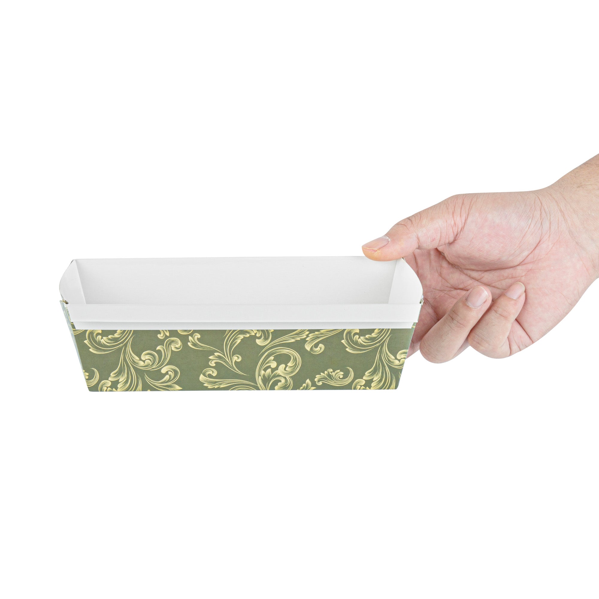 Bake Tek 32 oz Dark Green Vintage Floral Paper Loaf Pans - Greaseproof, Disposable, 8 x 3.75 x 2.25 Inches (100 Count) - Perfect for Homemade Bread, Banana Bread & Holiday Baking Gifts