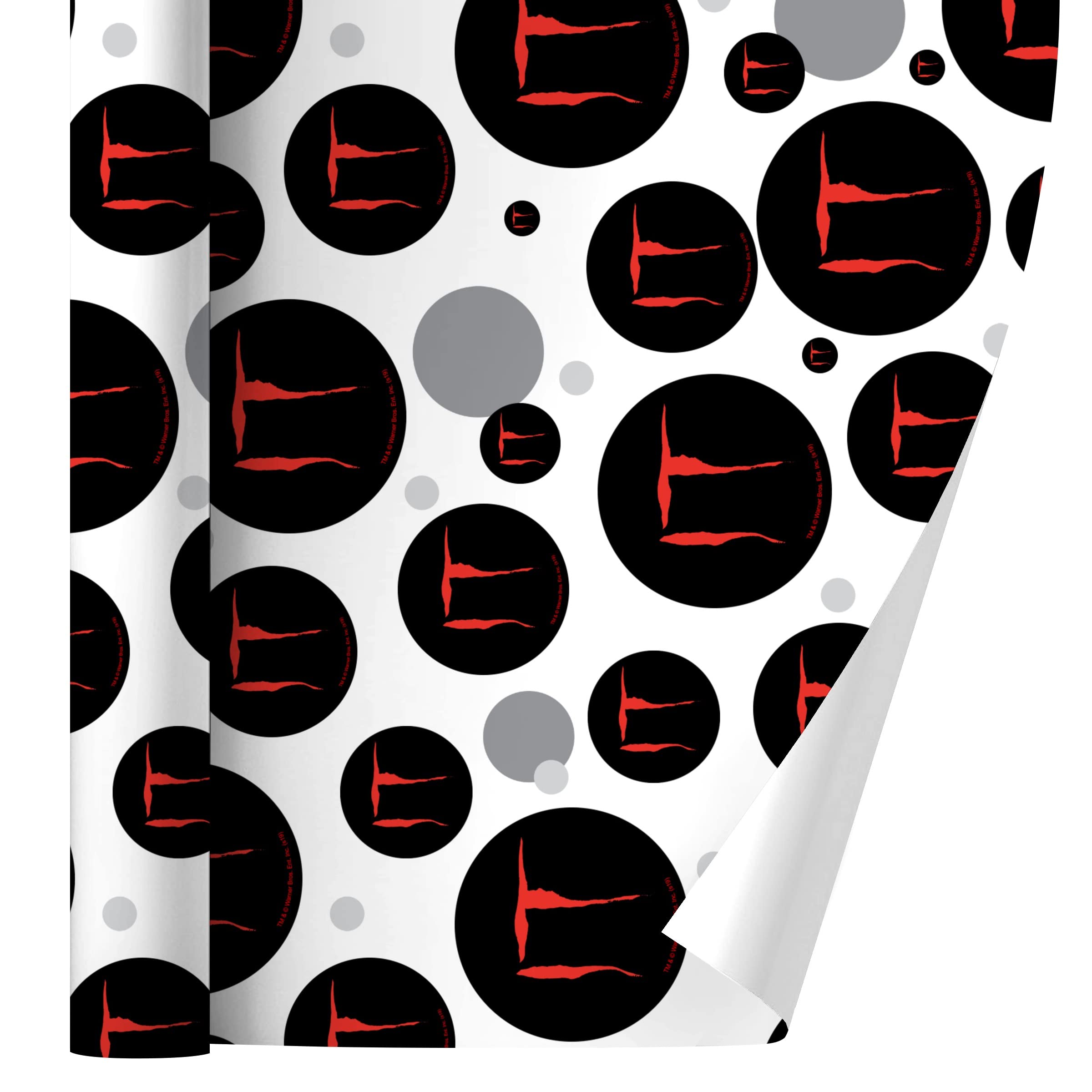 IT Movie Logo Gift Wrap Paper Roll - Scary Clown Horror Film Themed Wrapping for Birthday, Halloween Party Decorations & Gifts