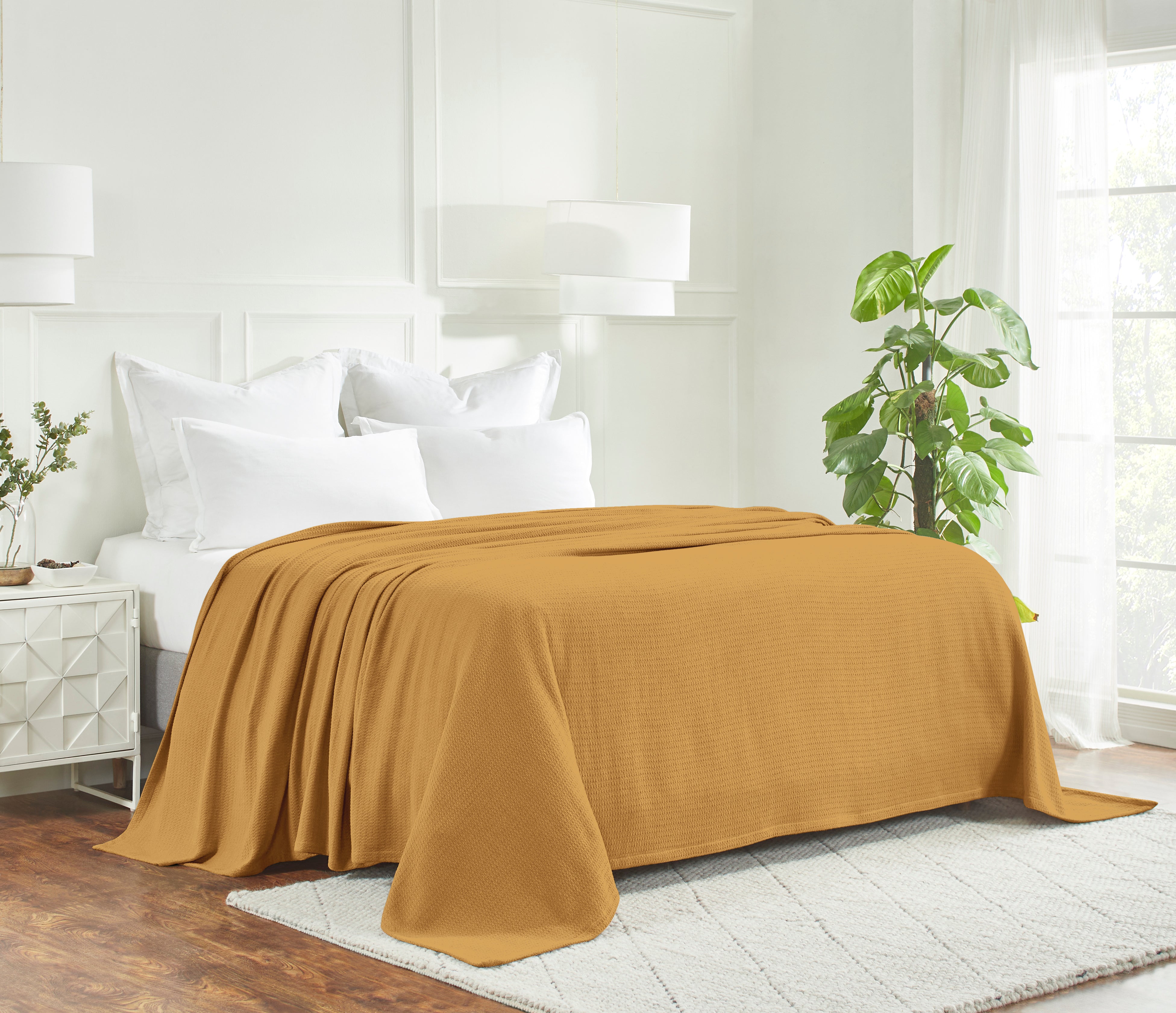 Premium Textured Cotton Waffle Weave Blanket - Soft & Breathable Throw for Bed, Sofa & Couch - Cozy Home Decor Gift for All Seasons