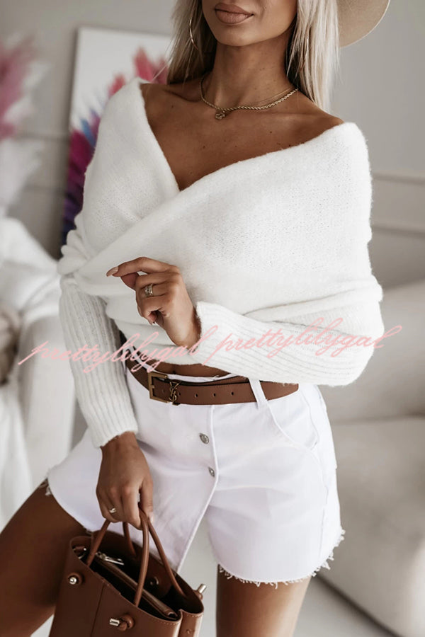 Cozy Two-Way Knit Off-Shoulder Relaxed Poncho Sweater - Perfect for Fall Layering & Casual Outings