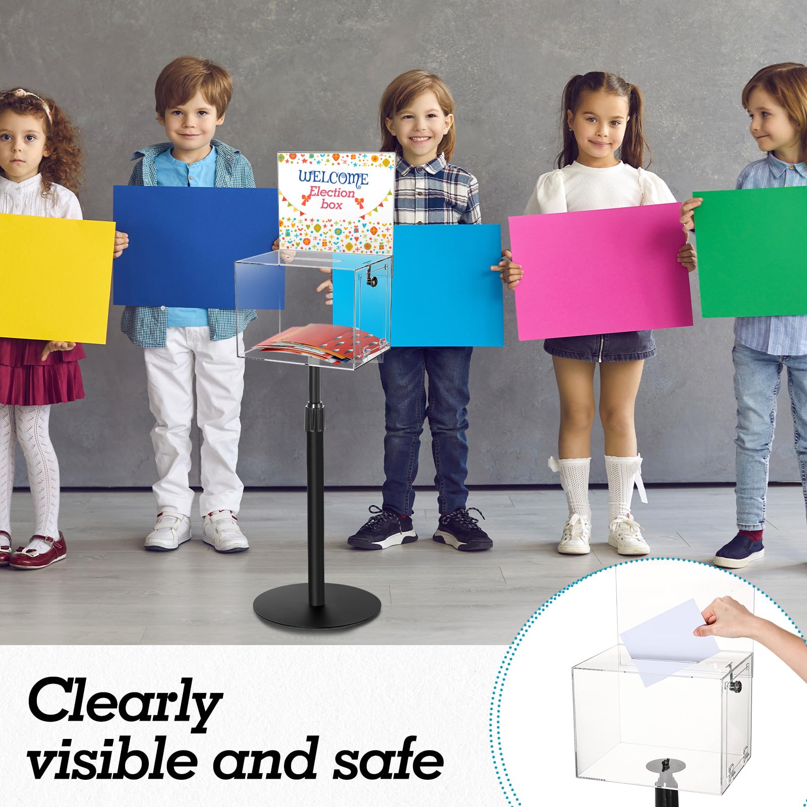 Secure Acrylic Donation Box with Lock & Key - 11