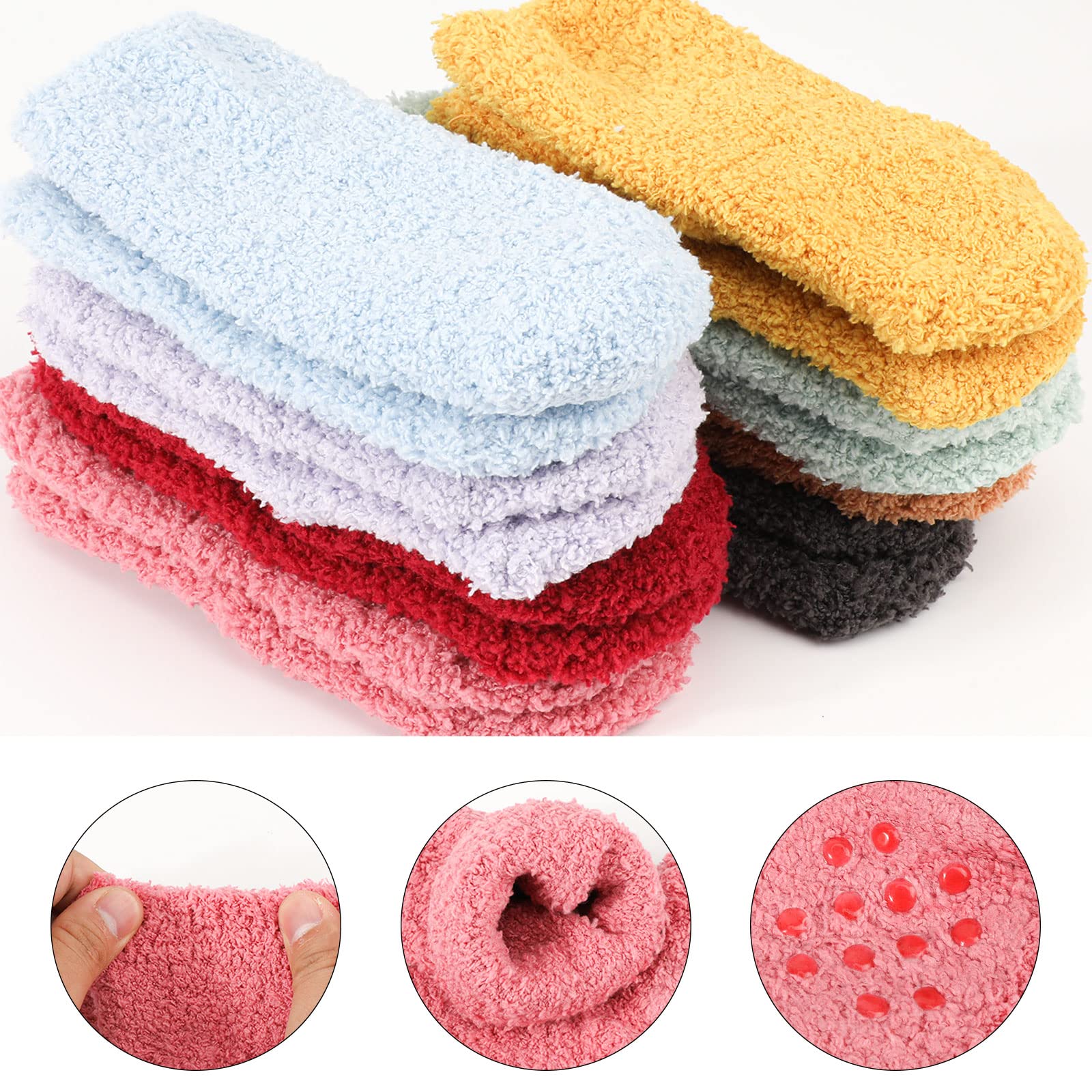 QKURT 8 Pairs Non-Slip Baby Socks - Soft Thermal Winter Socks for Boys & Girls 0-24 Months | Warm Cozy Sleeping Socks for Infants & Toddlers | Perfect for Indoor Play, Nursery & Cold Weather Outings