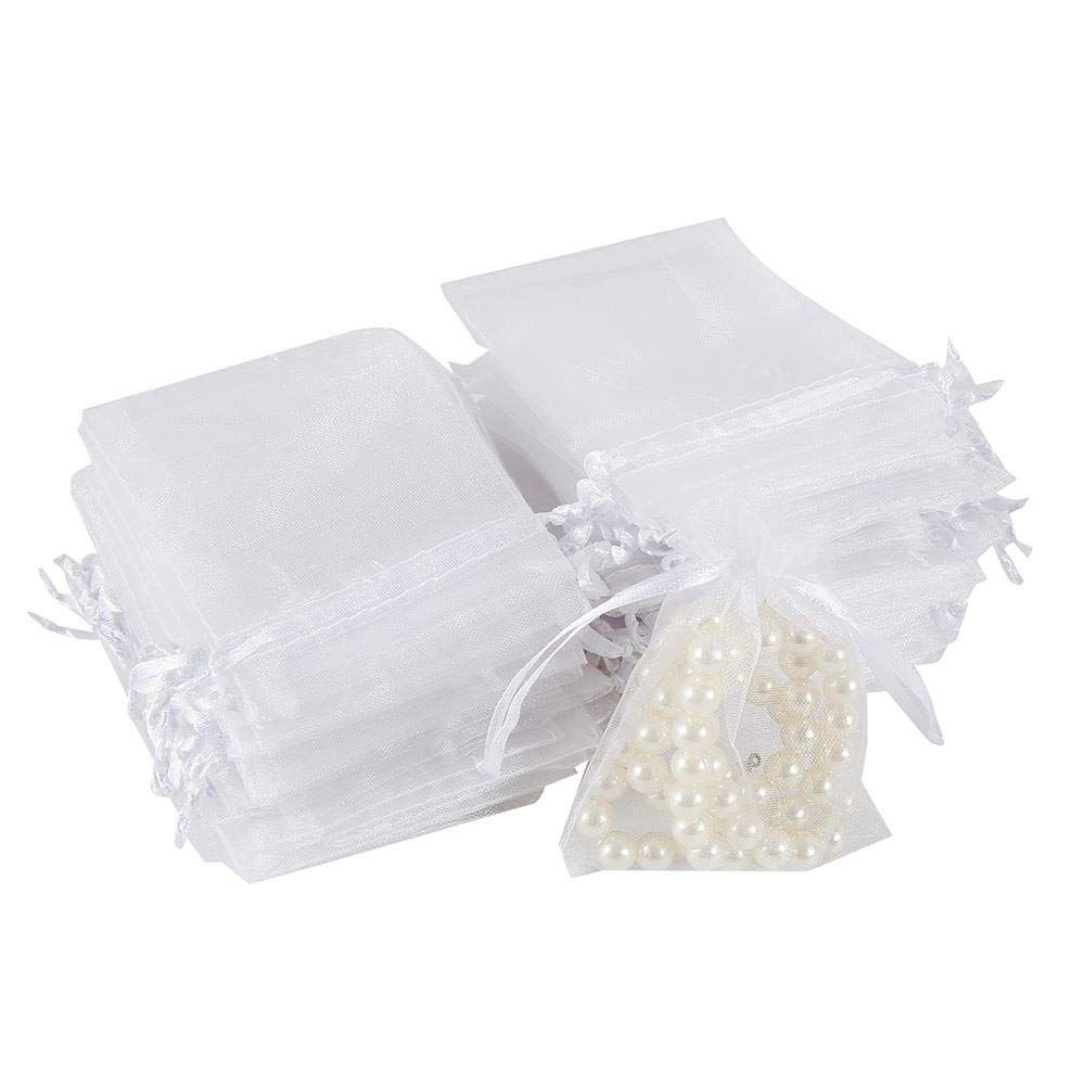 100Pcs 7x9Cm Organza Drawstring Gift Bags - Mini Mesh Jewelry Pouches for Wedding Favors, Party Candy, Dry Flowers & Rose Petals | Elegant Packaging for Jewelry, Candies, Bridal Shower, Baby Shower & Special Occasions