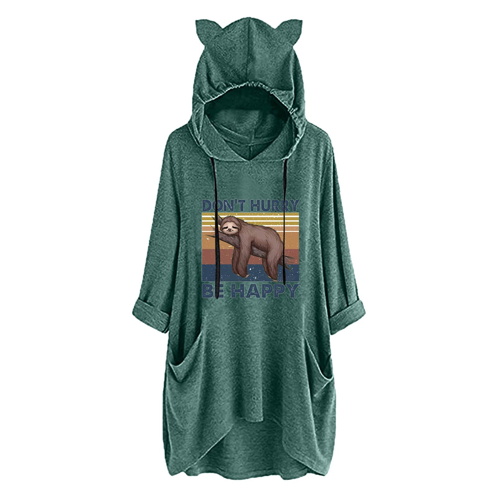 HUPPY Women's Long Sleeve Graphic Tunic Hoodie with Pocket - Stylish Fall Layering Top for Casual Outings, Work & Weekend Wear