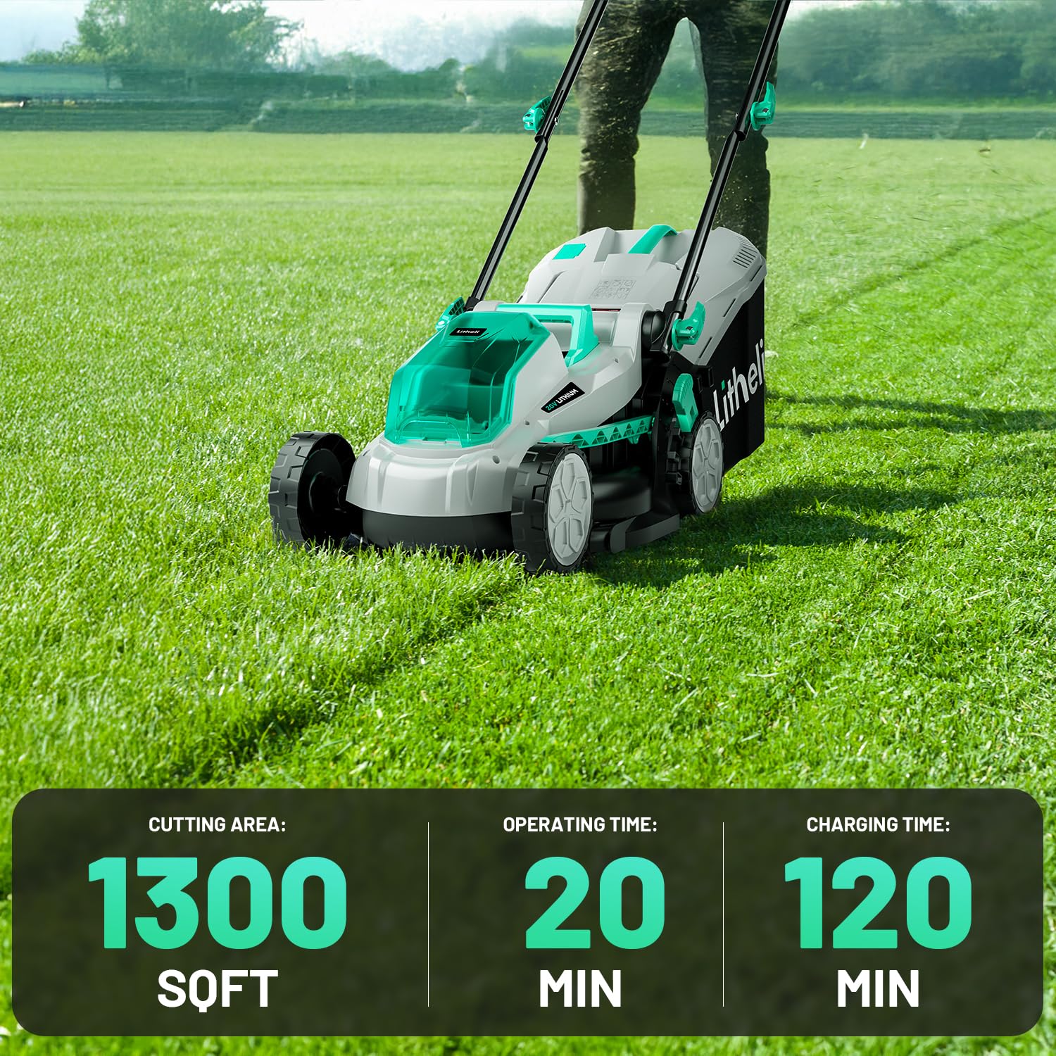Litheli 13-Inch 20V Cordless Lawn Mower with Brushless Motor - 5 Adjustable Cutting Heights, 4.0Ah Battery & Charger Included - Perfect for Garden, Yard, Farm & Small Landscaping Projects