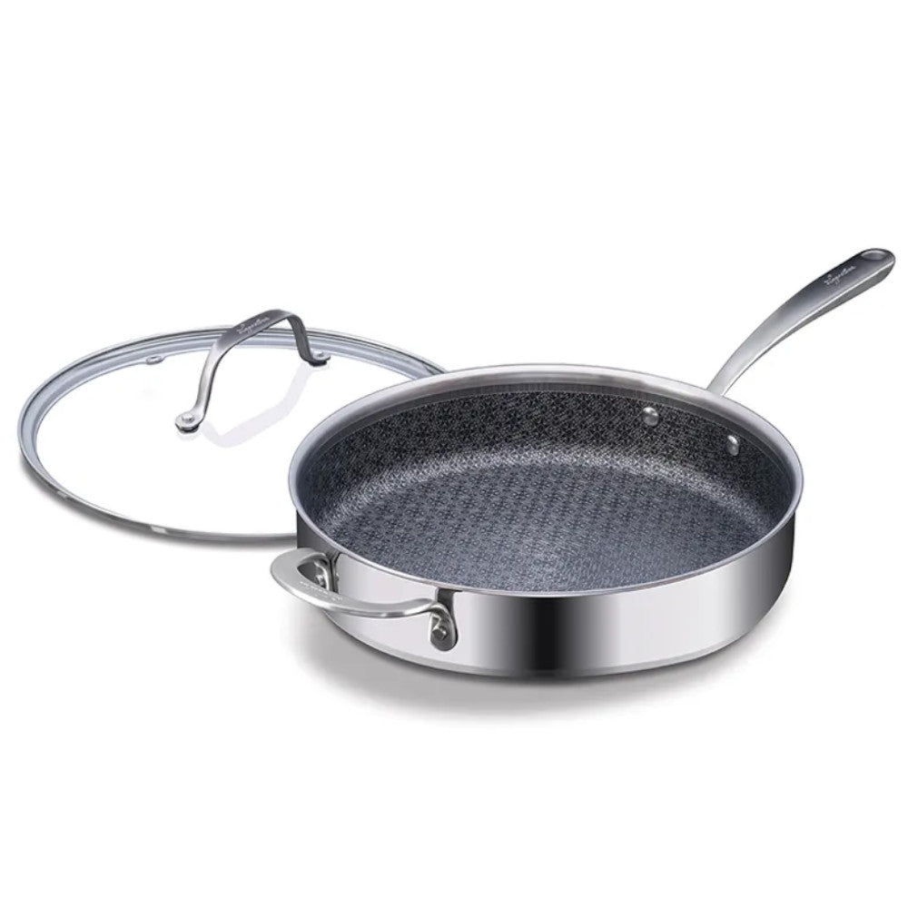 LAGOSTINA L930040528M Professional 28cm Stainless Steel Sauté Pan with Resist Clad Technology - Perfect for Searing, Frying & Cooking Steaks, Vegetables & Sauces