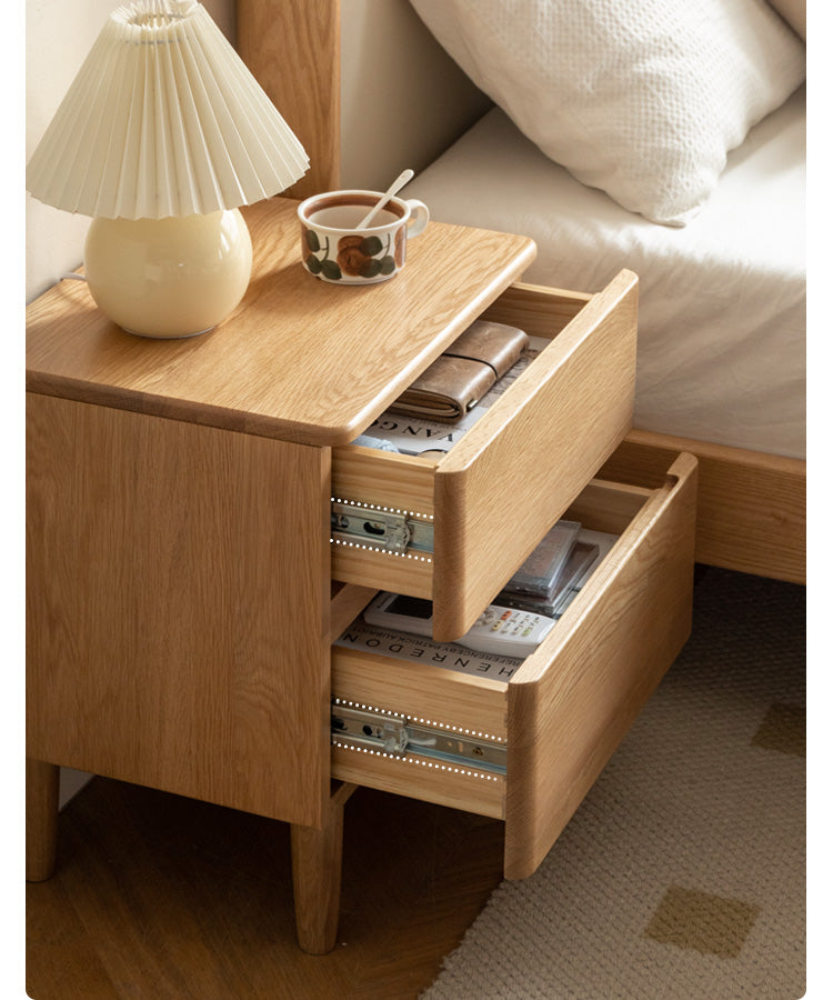 Solid Oak Wood Nightstand - Modern Bedside Table with Drawer for Bedroom, Living Room, or Guest Room - Durable & Stylish Home Furniture