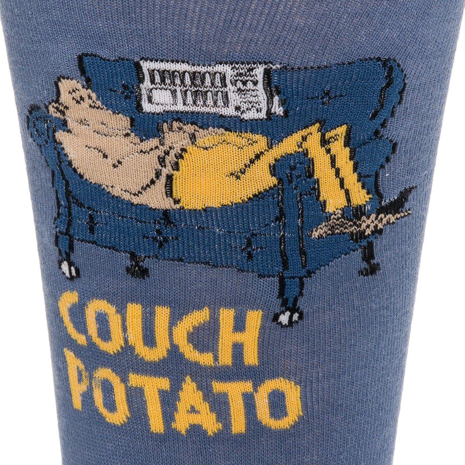 Men's Printed Cotton Casual Socks - Funny Couch Potato Design - Size 10-13 - Comfortable Everyday Wear for Home, Lounge & Gifts