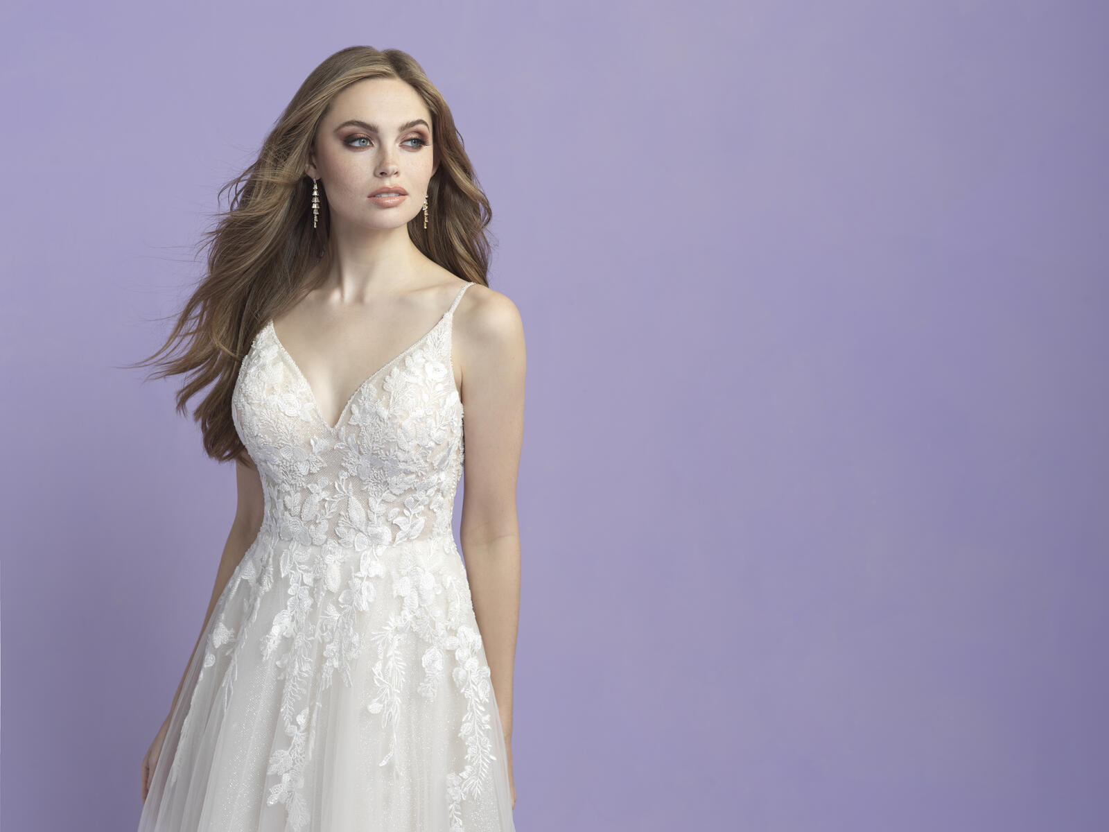 Allure Bridals Romance Dress 3410 - Elegant A-Line Wedding Gown with Lace Appliques & Beaded Bodice | Perfect for Bridal Showers, Vow Renewals & Formal Evening Events