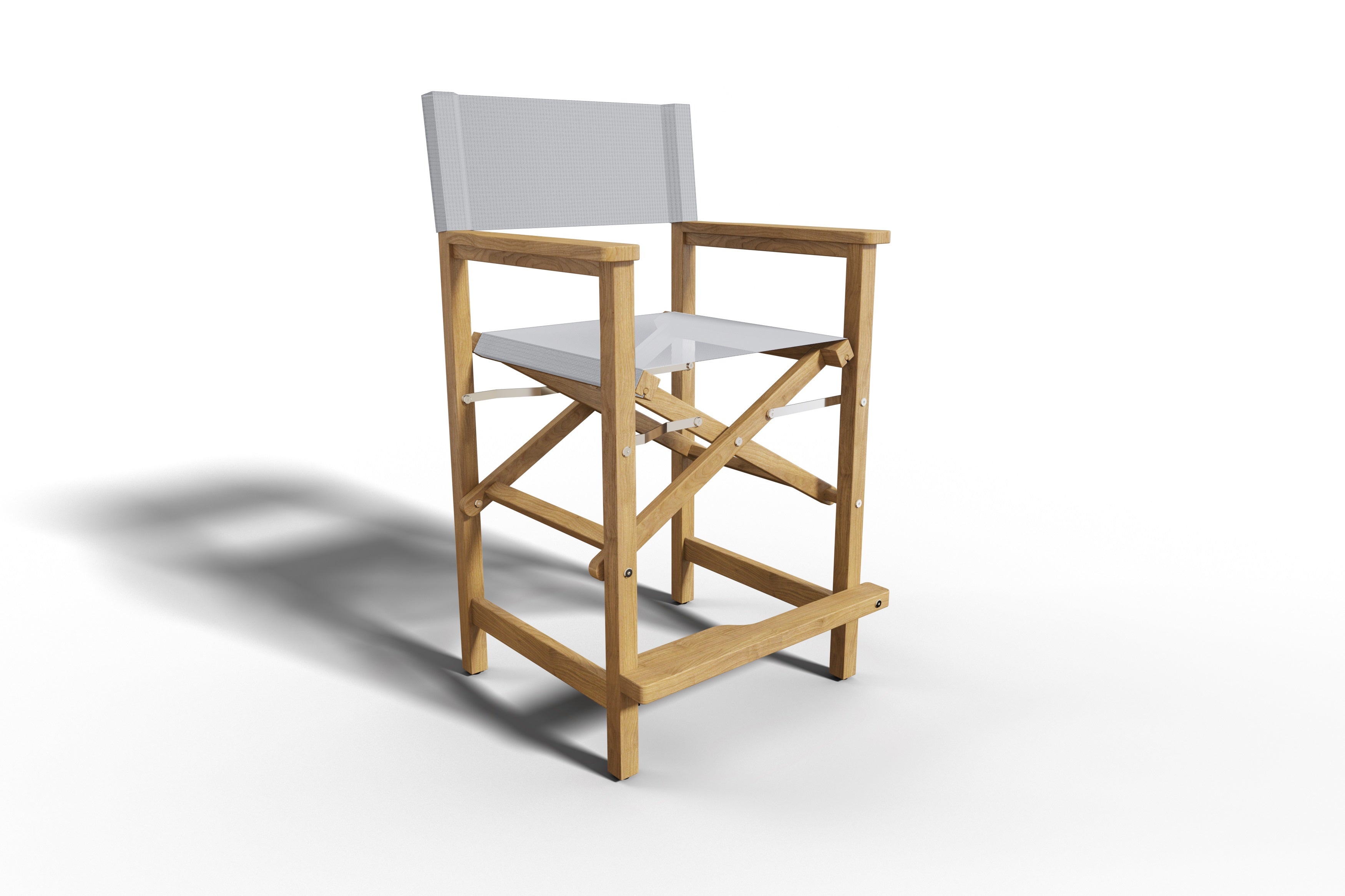Premium White Teak Outdoor Counter Height Dining Armchair - Weather-Resistant Patio Bar Stool for Poolside, Deck & Garden Dining