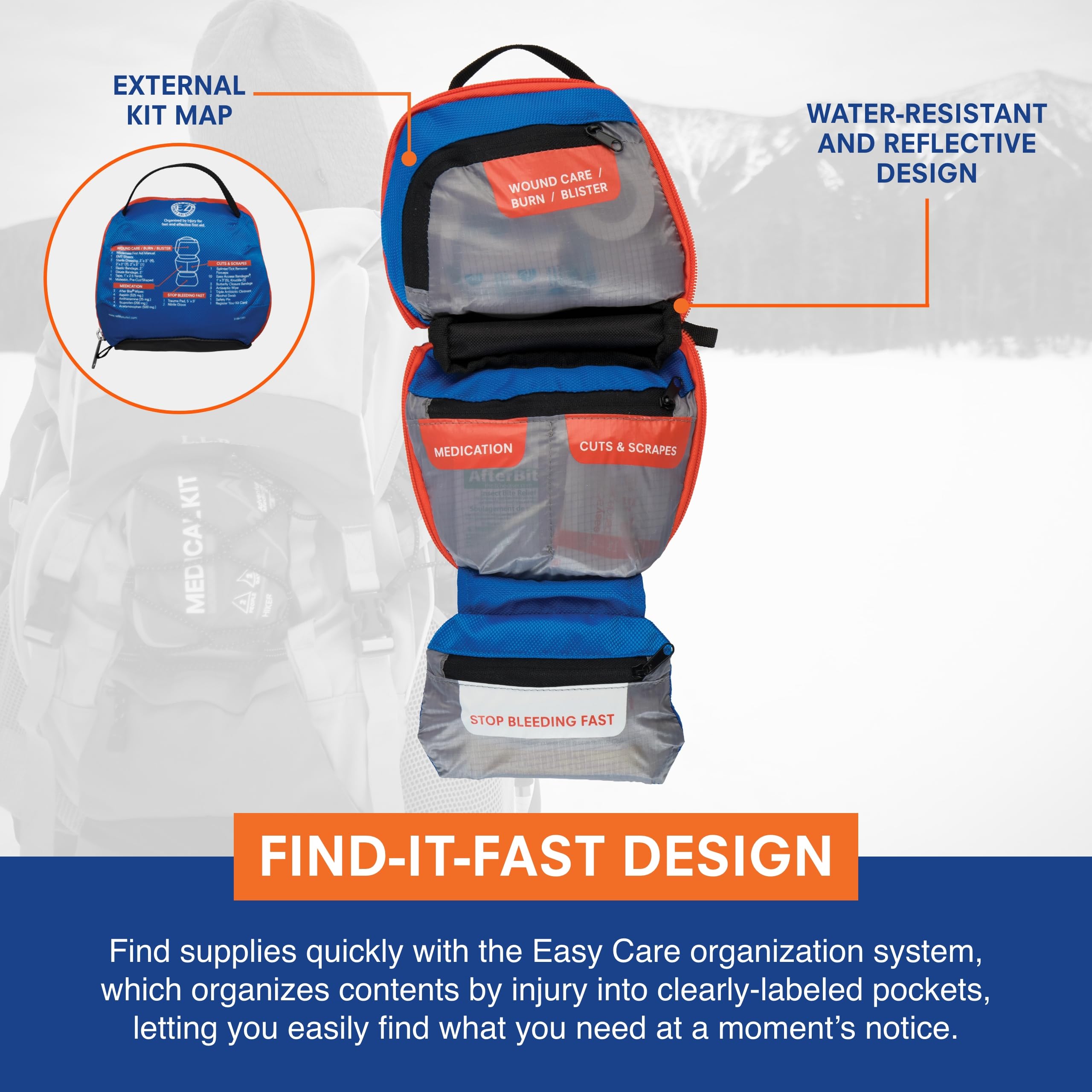 Adventure Medical Kits Mountain Series Hiking First Aid Kit - Emergency Medical Supplies for 2 People (2 Days) - Includes Trauma Pad, Medications & Guidebook - Perfect for Hiking, Camping & Outdoor Adventures