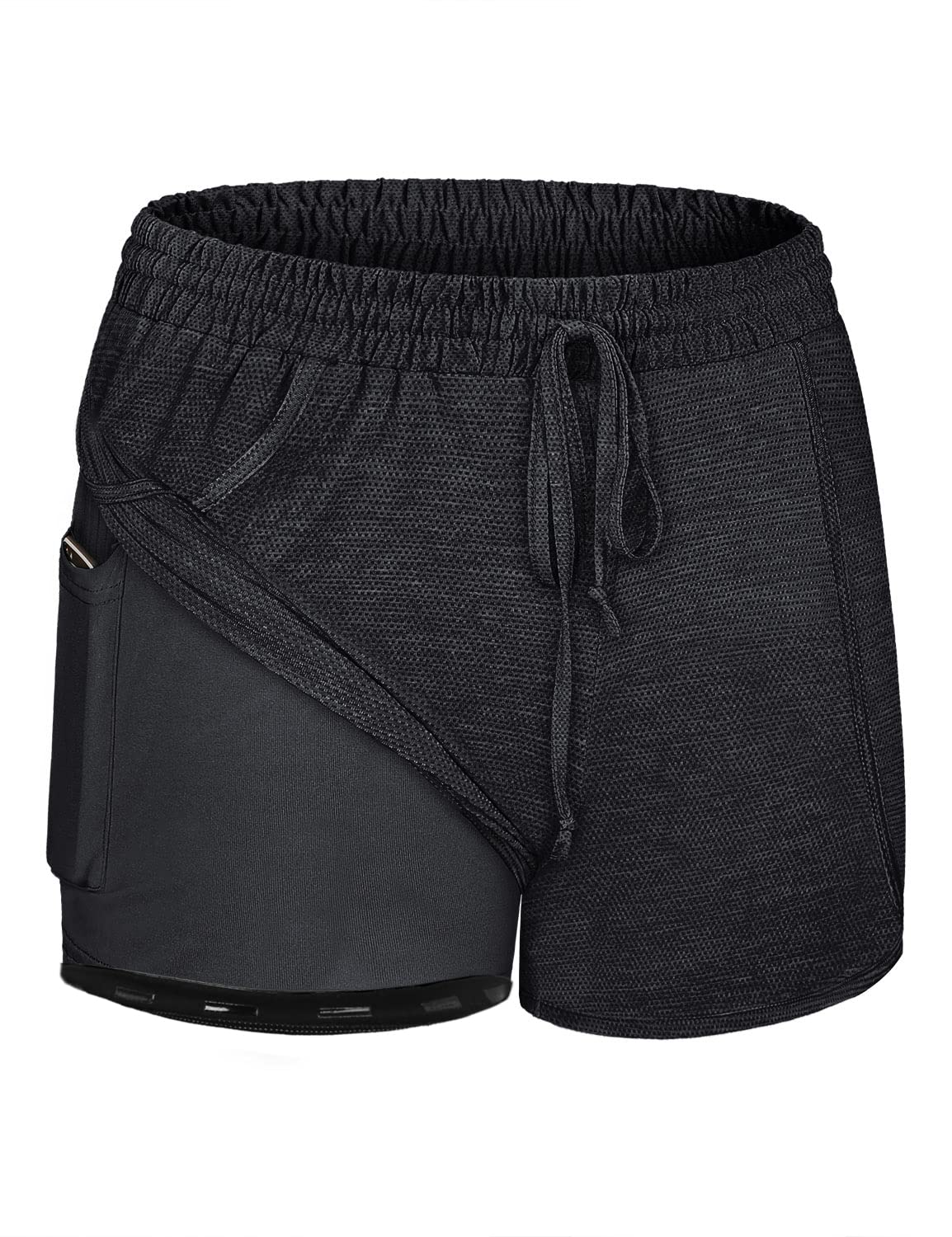 Blevonh Women's 2-in-1 Yoga Running Shorts with Pockets - High Waist Athletic Workout Shorts for Women S-3XL - Perfect for Yoga, Gym, Running & Casual Wear