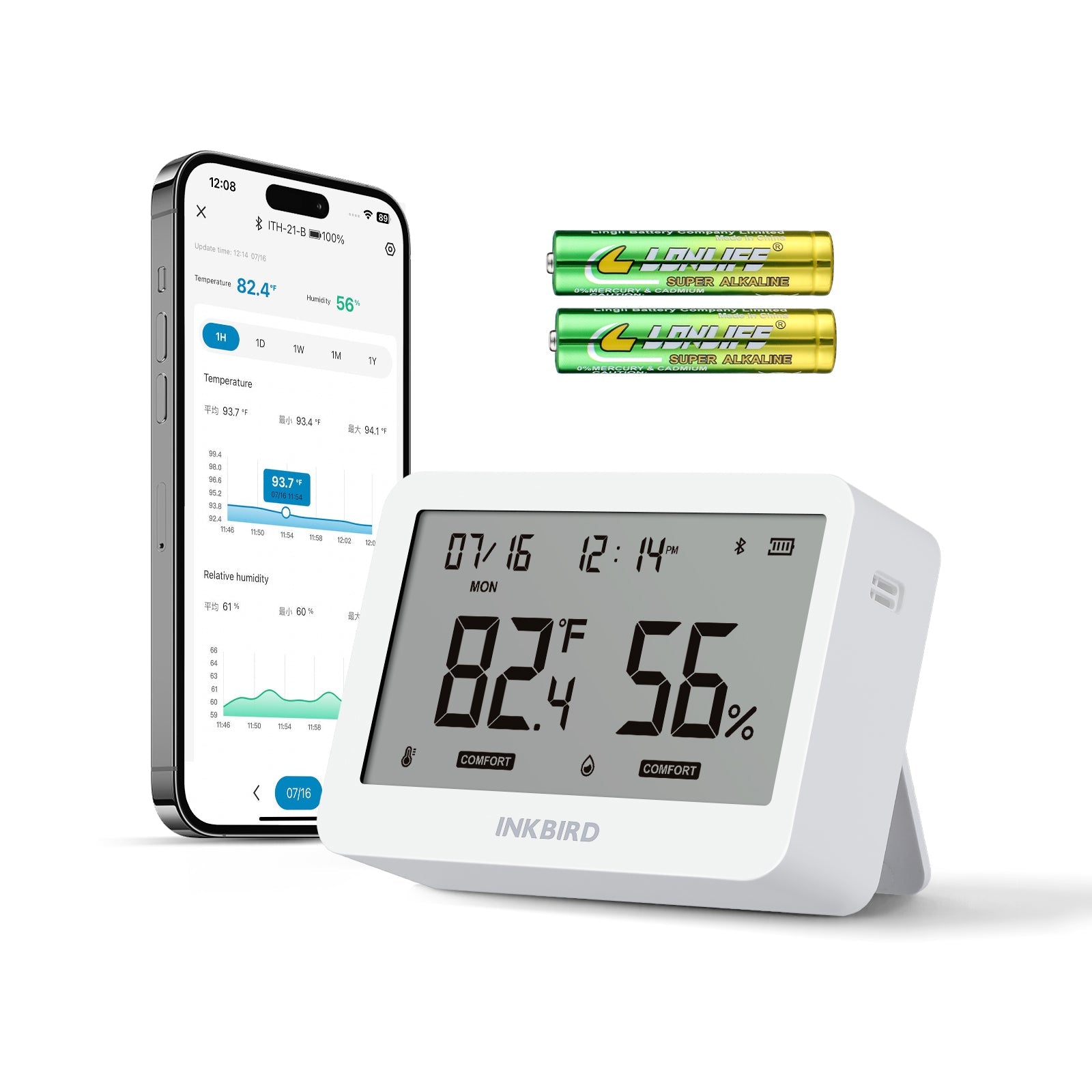 Bluetooth Hygrometer Thermometer ITH 21 B - Wireless Temperature & Humidity Monitor for Home, Greenhouse, Wine Cellar & Baby Room
