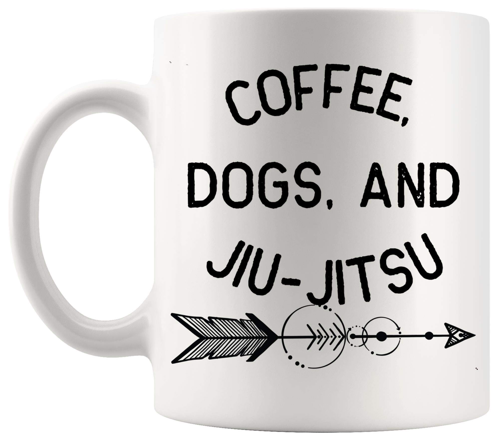 Funny Coffee Mug with Dogs & Jiu Jitsu Design - 11oz White Ceramic Cup for Coffee Lovers, Martial Arts Fans & Birthday Gifts | Perfect for Home, Office & Gym Use