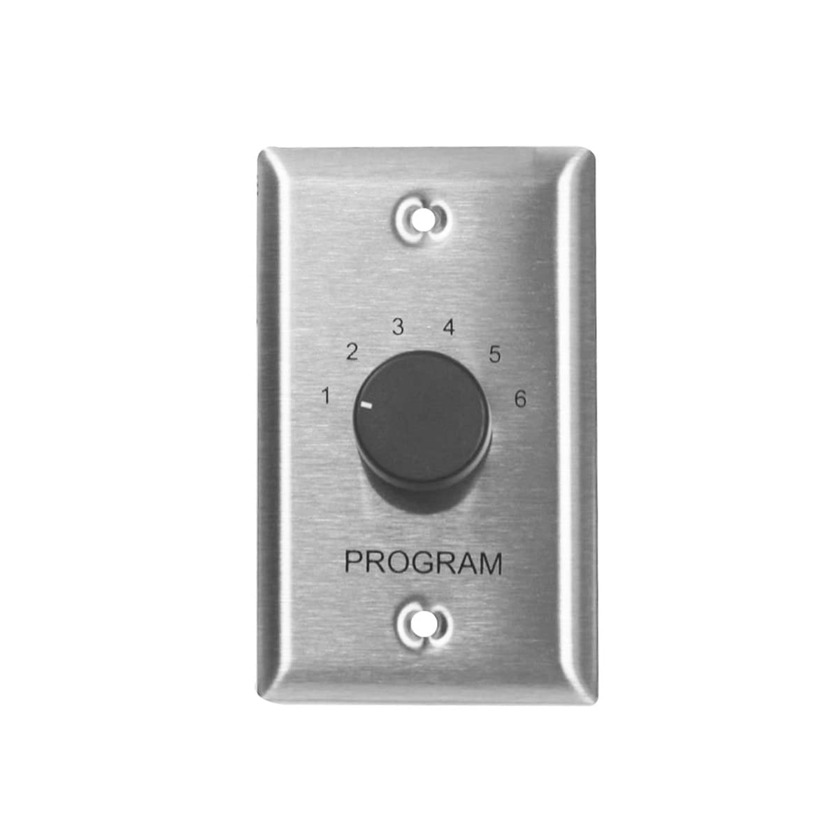Lowell CS6-SS 6-Position Program Selector Switch with Rotary Knob - Stainless Steel Wall Plate & Pigtail Termination - Perfect for Home Theater & Multi-Room Audio Systems