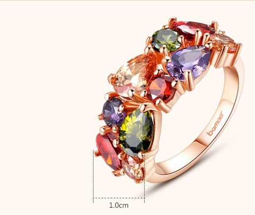 Stunning Multi-Color Zirconia Ring for Women | Elegant Zircon Jewelry | Perfect for Parties, Weddings & Special Occasions