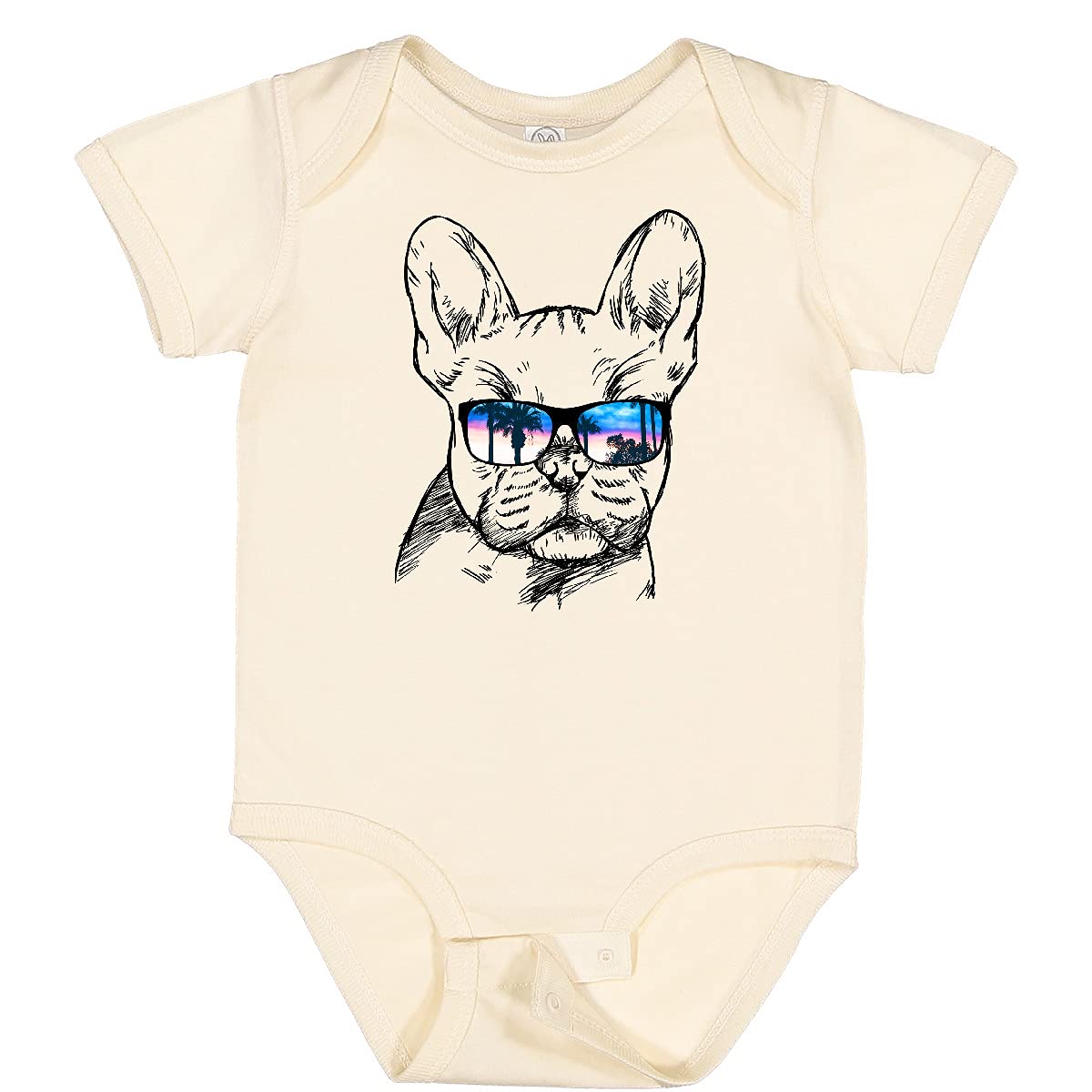Inktastic French Bulldog Portrait with Sunglasses Baby Bodysuit - Cute & Comfortable Infant Onesie for Boys & Girls - Perfect for Playdates, Photoshoots & Everyday Wear