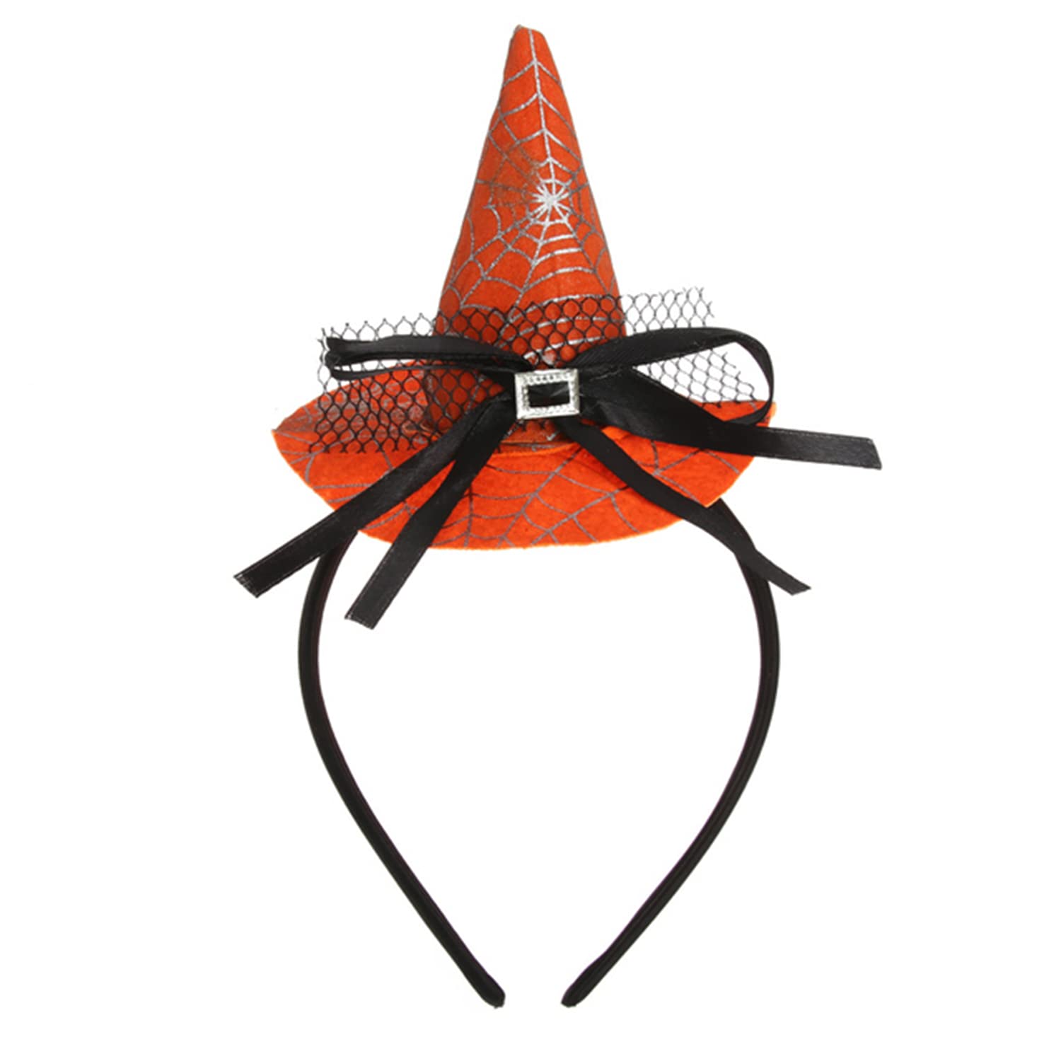 Halloween Witch Hat Headband with Spider Web Design - Orange Witch Headpiece for Halloween Party, Cosplay & Costume Accessories | Perfect for Trick or Treat, Themed Events & Spooky Celebrations