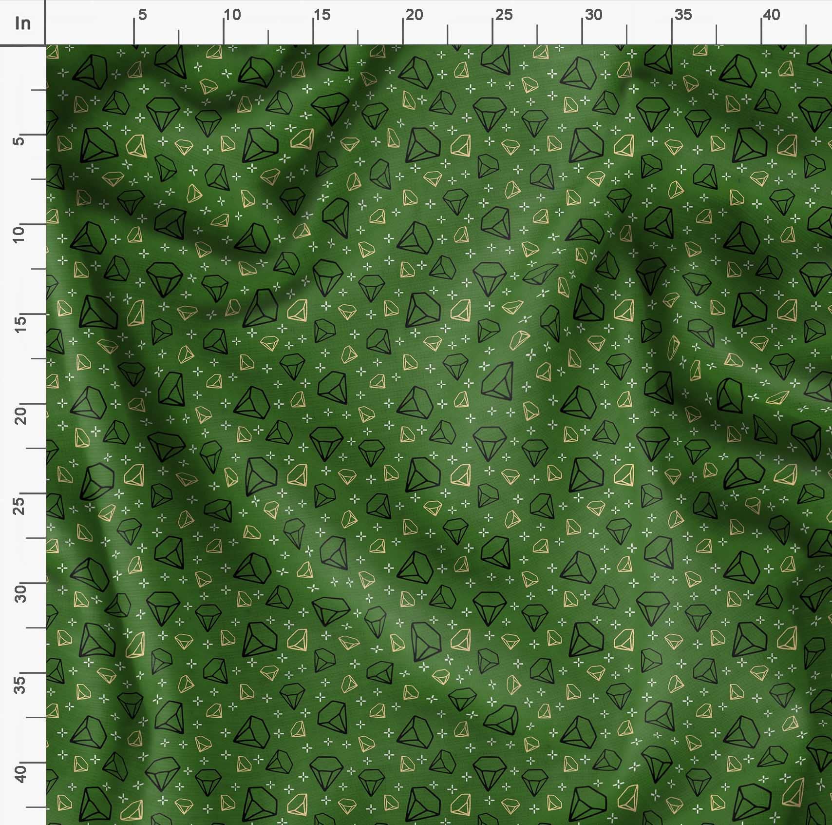 Soimoi Moss Green Georgette Fabric by The Yard - 42 Inch Wide Diamond Geometric Print - Elegant Classic Design for Dresses, Curtains & Home Decor