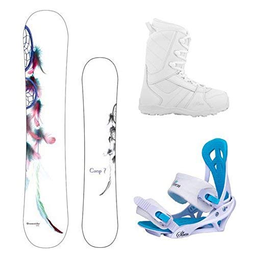 **2023 Camp Seven Dreamcatcher & Lux Women's Snowboard Bundle – Complete Snowboarding Gear for Beginners & Pros | Perfect for Powder, Park & All-Mountain Riding**