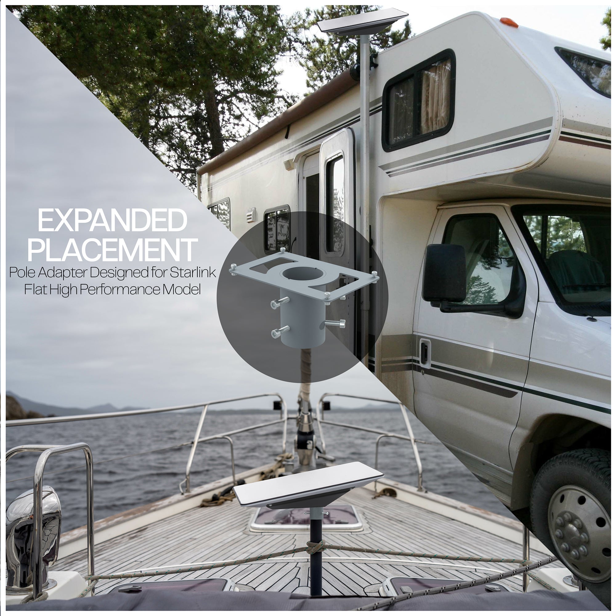 Starlink Pole Adapter - Universal Mounting Kit for Satellite Dish - Perfect for RV, Boat & Off-Grid Internet Setup