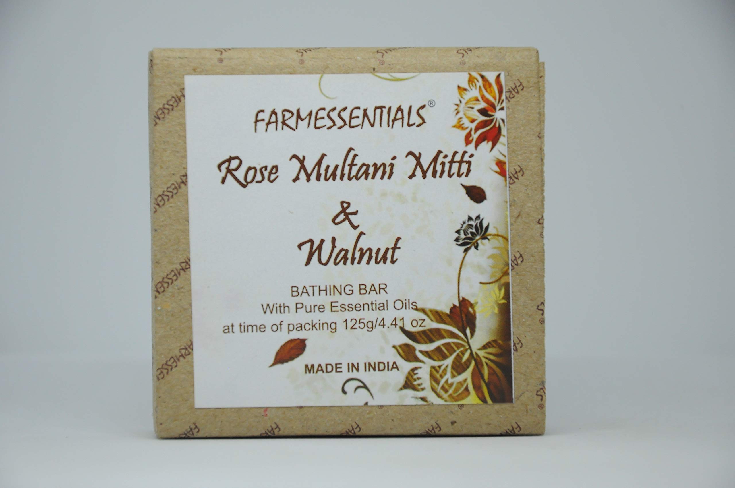 FARMESSENTIALS Handmade Soap - Rose Multani Mitti & Walnut Exfoliating Soap (Pack of 3) | Natural Glow & Skin Brightening | Perfect for Dry Skin & Daily Facial Cleansing