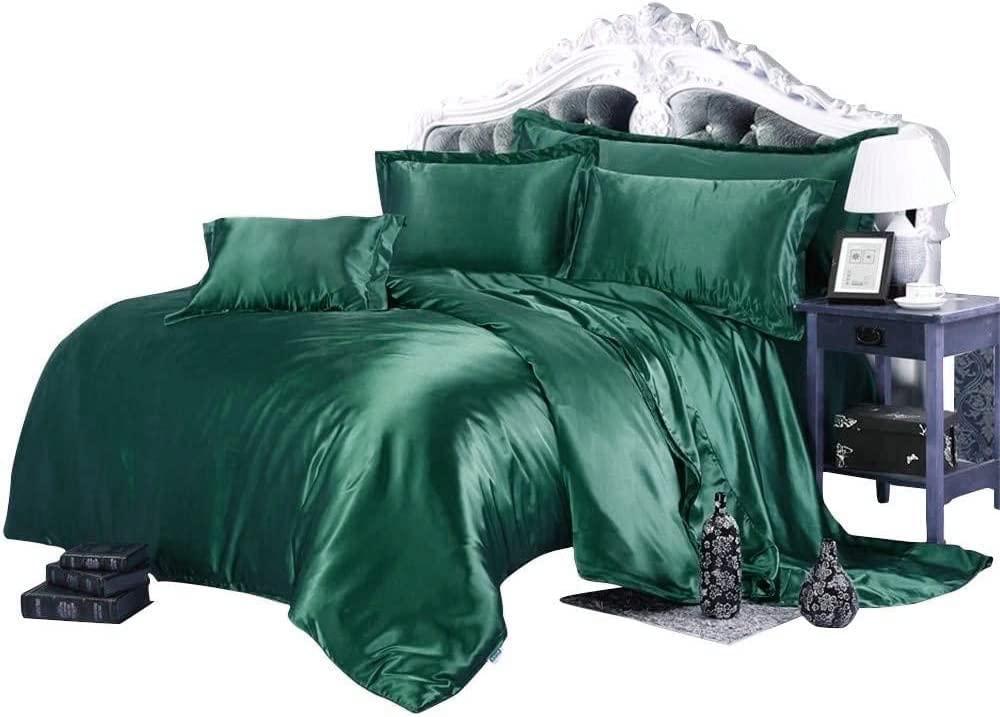 Luxury 100% Pure Silk Satin Bedding Set - 7 Piece Full Size with 15