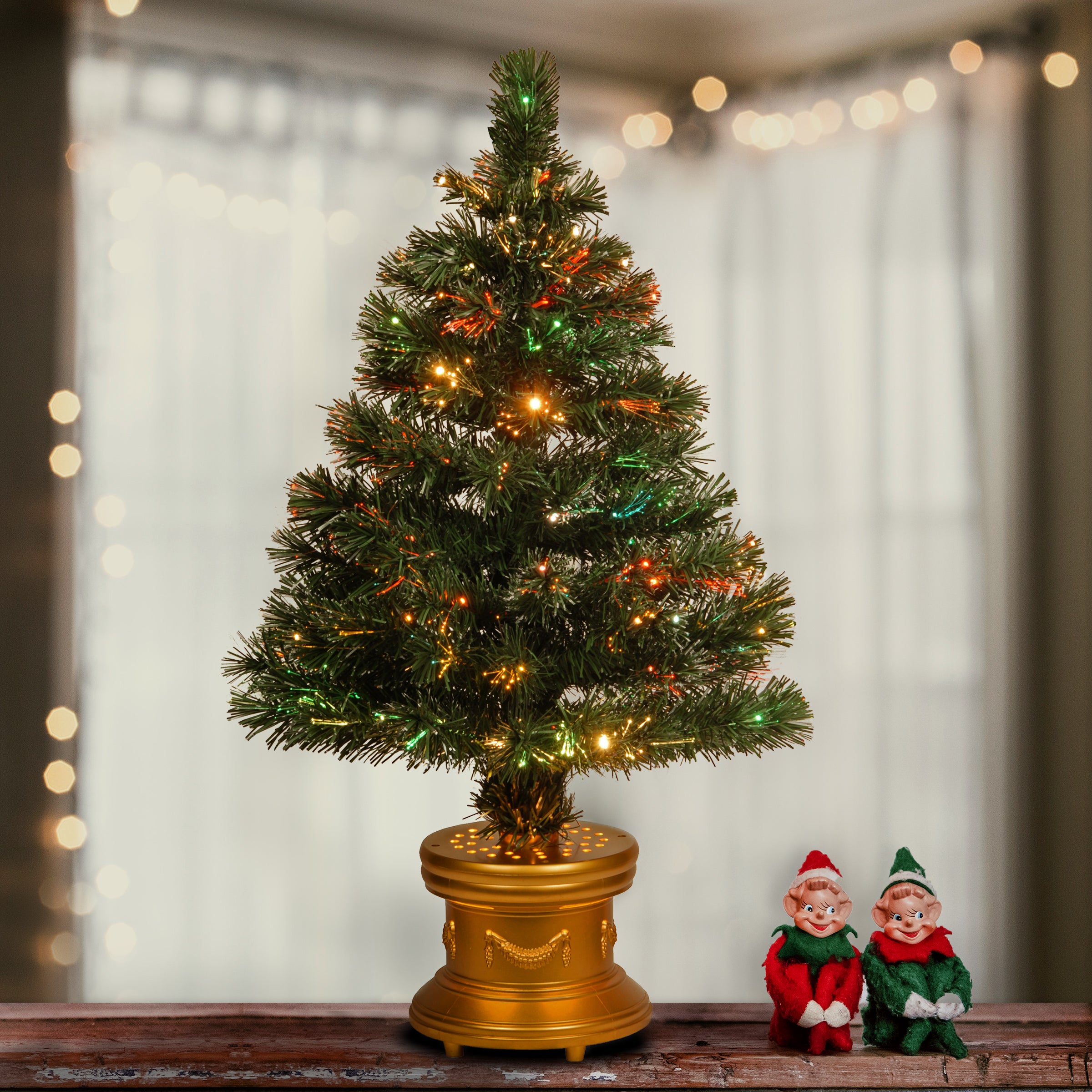 36 Inch Pre-Lit Fiber Optic Firework Tree - Sparkling Holiday Decor for Christmas, Parties & Home Decoration