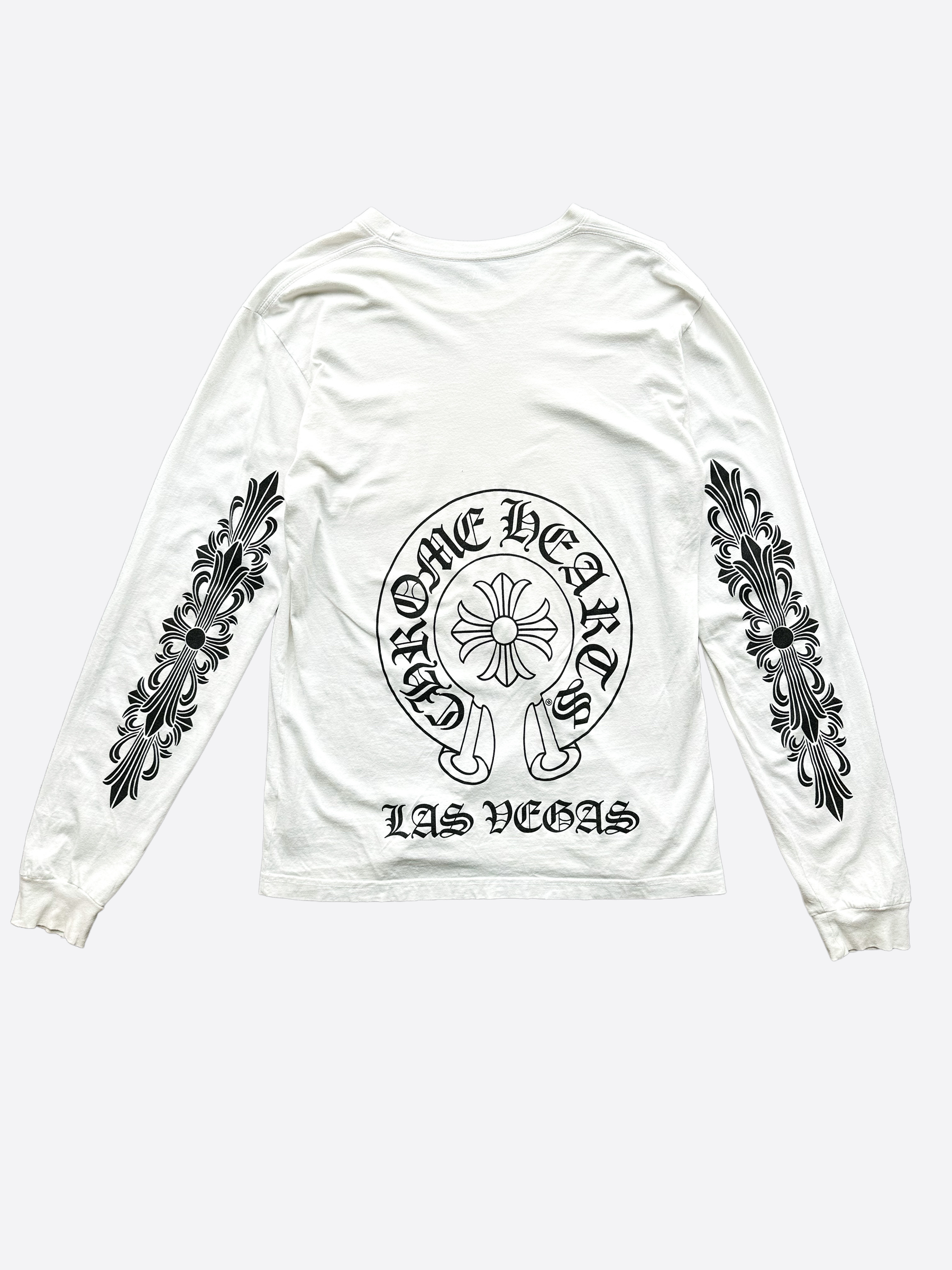 Chrome Hearts White Las Vegas Horseshoe Long Sleeve T-Shirt for Men - Stylish Graphic Tee for Casual Wear & Street Fashion