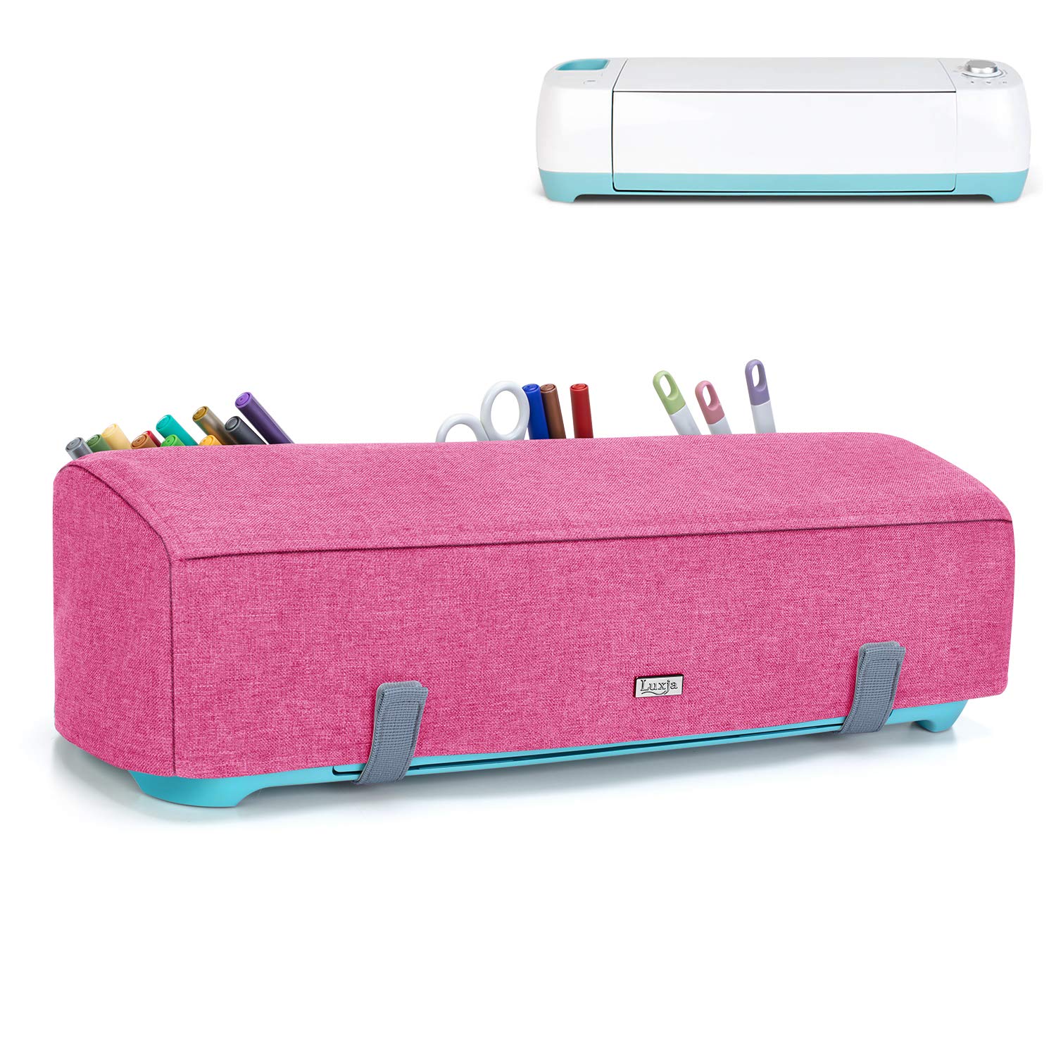 Luxja Dust Cover for Cricut Explore Air & Air 2 - Pink Machine Protector with Back Pockets | Perfect for Craft Room Organization & Vinyl Cutting Projects