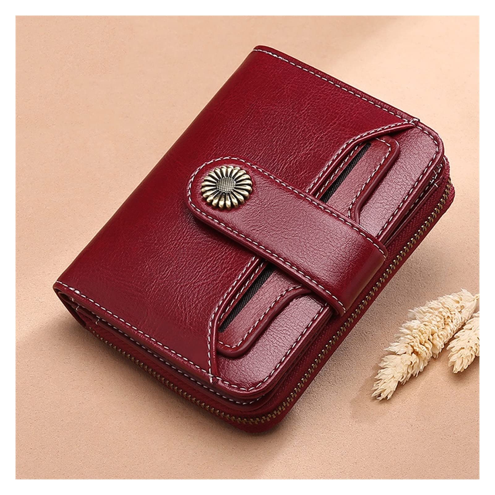 SJYDQ Women's Vintage Short Wallet - Genuine Leather Tassel Zipper Coin Purse with Card Slots & Phone Pocket - Small Clutch for Everyday Use, Travel & Parties (Color: C)