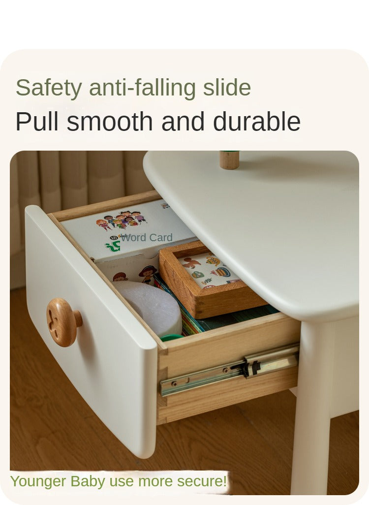 Solid Wood Modern Kids Nightstand - Beech & Rubber Wood Bedside Table for Children's Room - Perfect for Bedrooms, Nurseries, and Dorm Rooms