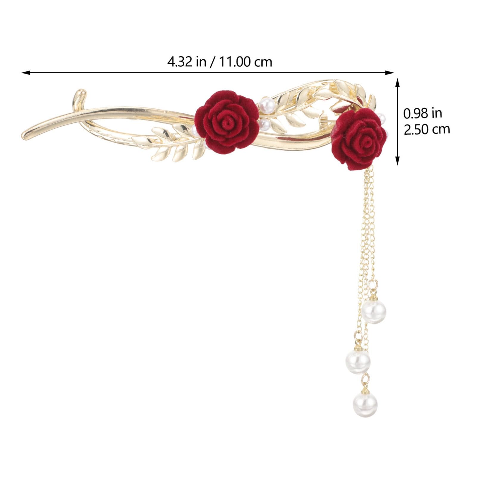 FRCOLOR Floral Hair Clips for Women - Rose Flower Hair Claw Clips with Leaves for Thick Hair, Alloy Japanese Style Hair Clamps - Perfect for Boho, Wedding, and Everyday Hairstyles