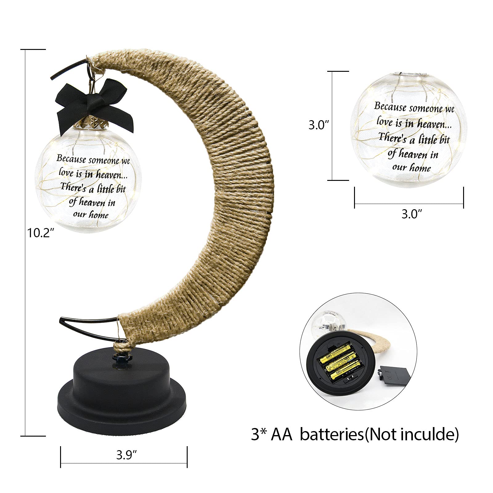 Besoamo Memorial Moon Lamp - Sympathy Gift for Loss of Mother, Father or Loved One | Bereavement, Condolence & Remembrance Gift | Perfect for Bedside, Memorial Display or Comforting Gift